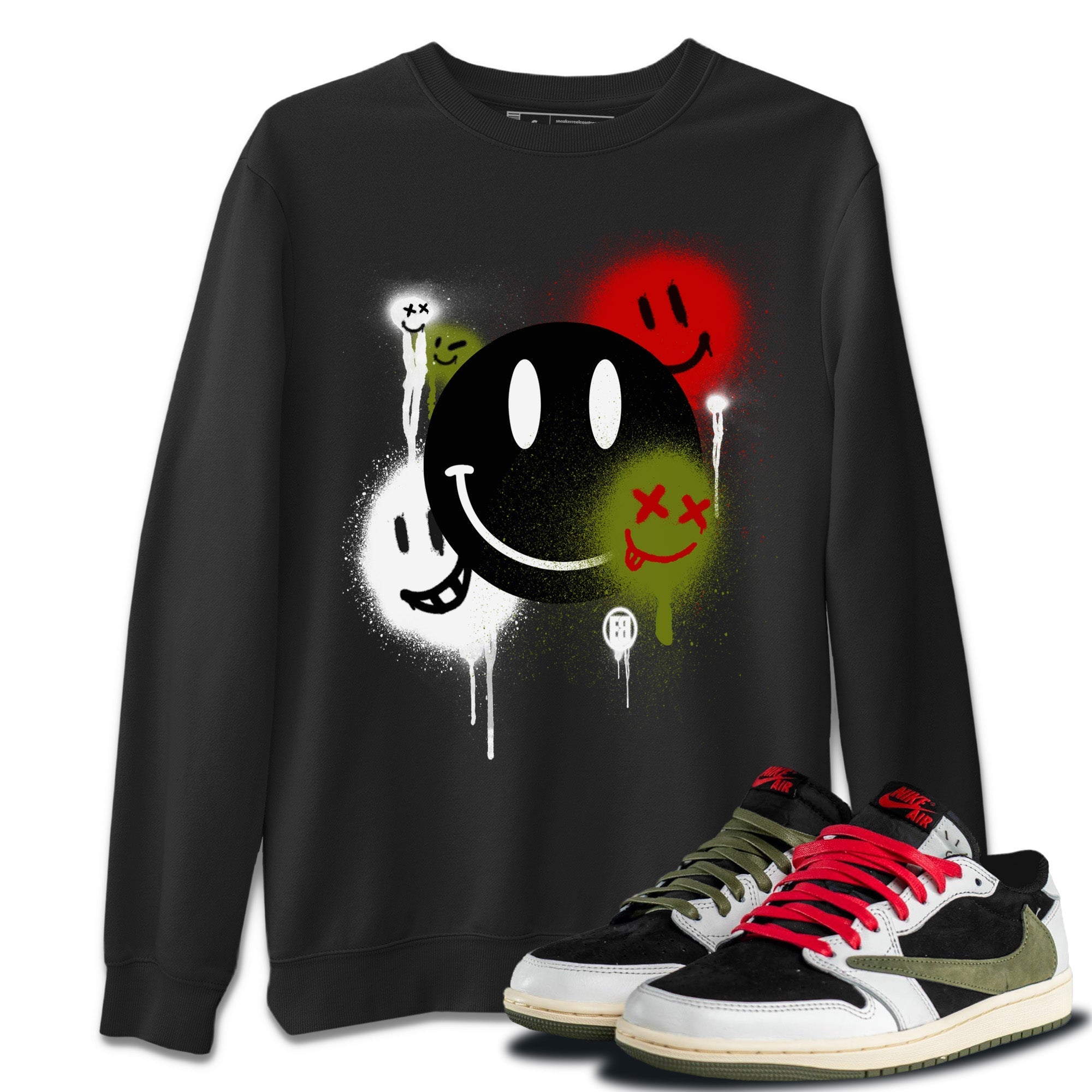Smile Painting Unisex Tops - Air Jordan 1 Travis Scott Olive