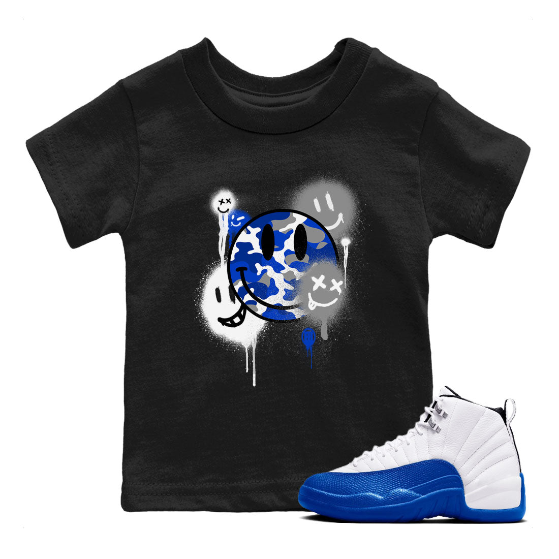Smile Painting snkmatch Tees Kids - Air Jordan 12 Blueberry
