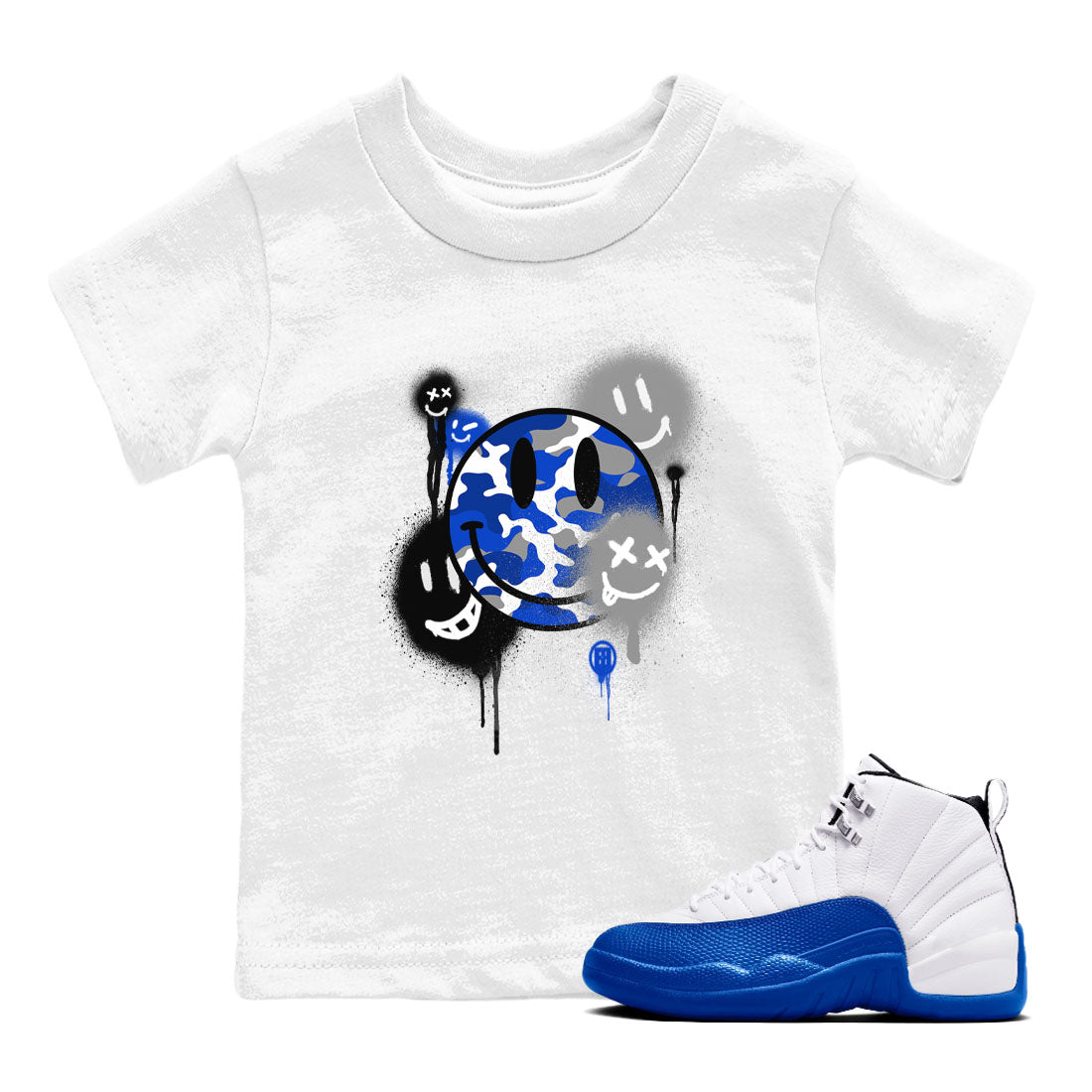 Smile Painting snkmatch Tees Kids - Air Jordan 12 Blueberry