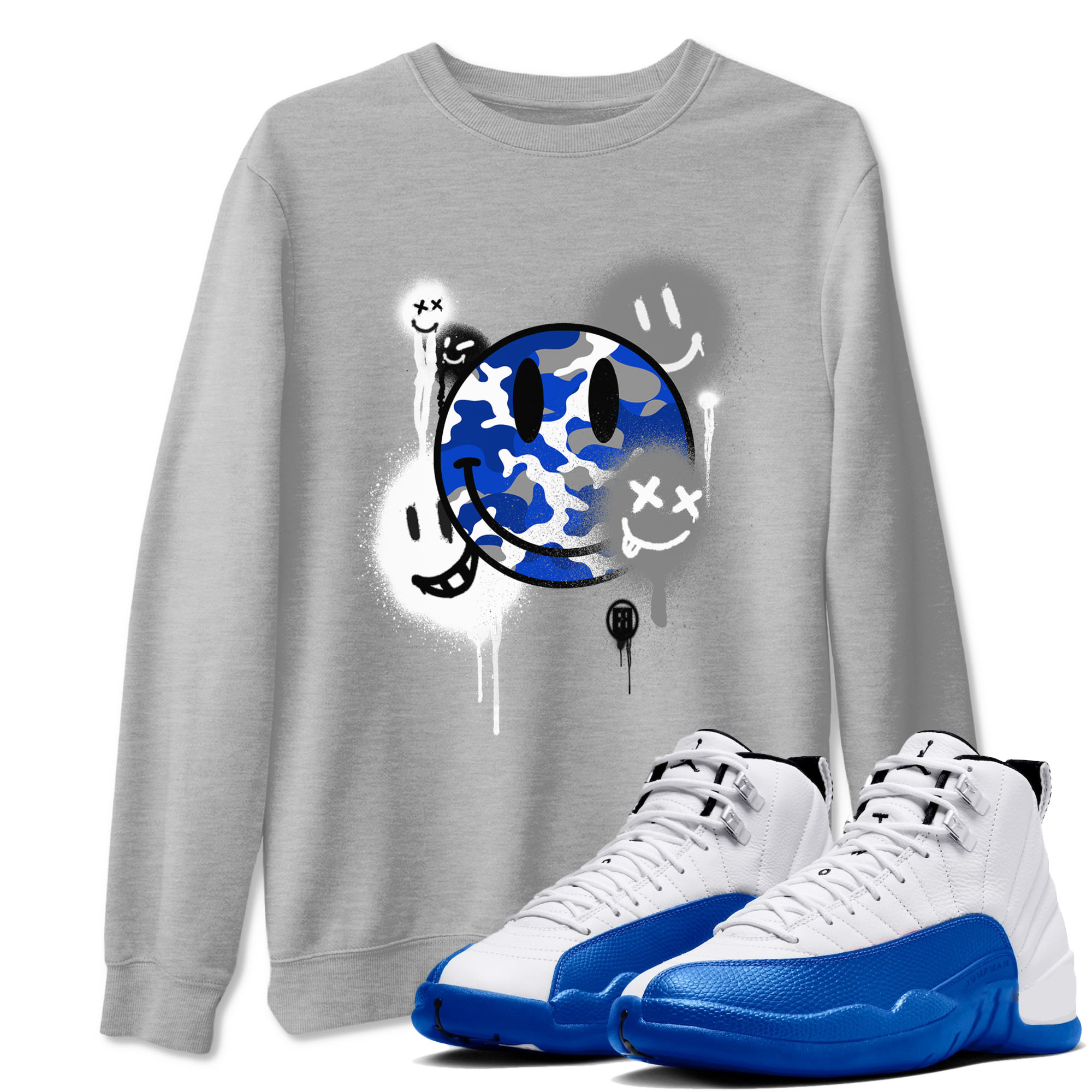 Smile Painting snkmatch Tees - Air Jordan 12 Blueberry