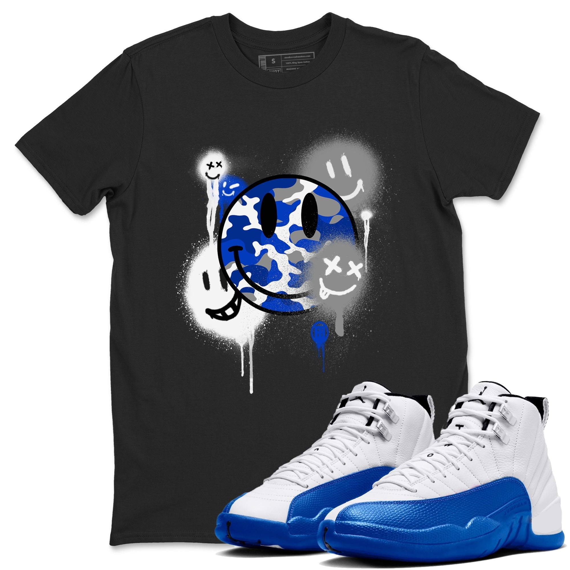 Smile Painting snkmatch Tees - Air Jordan 12 Blueberry