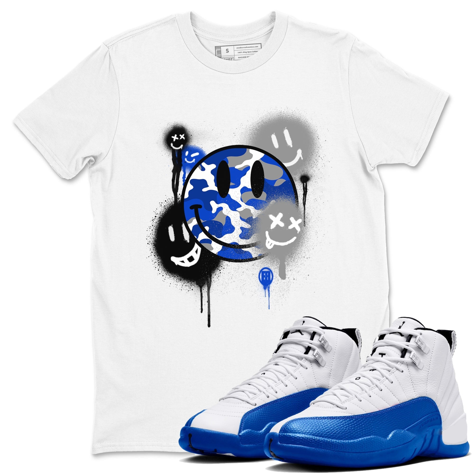 Smile Painting snkmatch Tees - Air Jordan 12 Blueberry