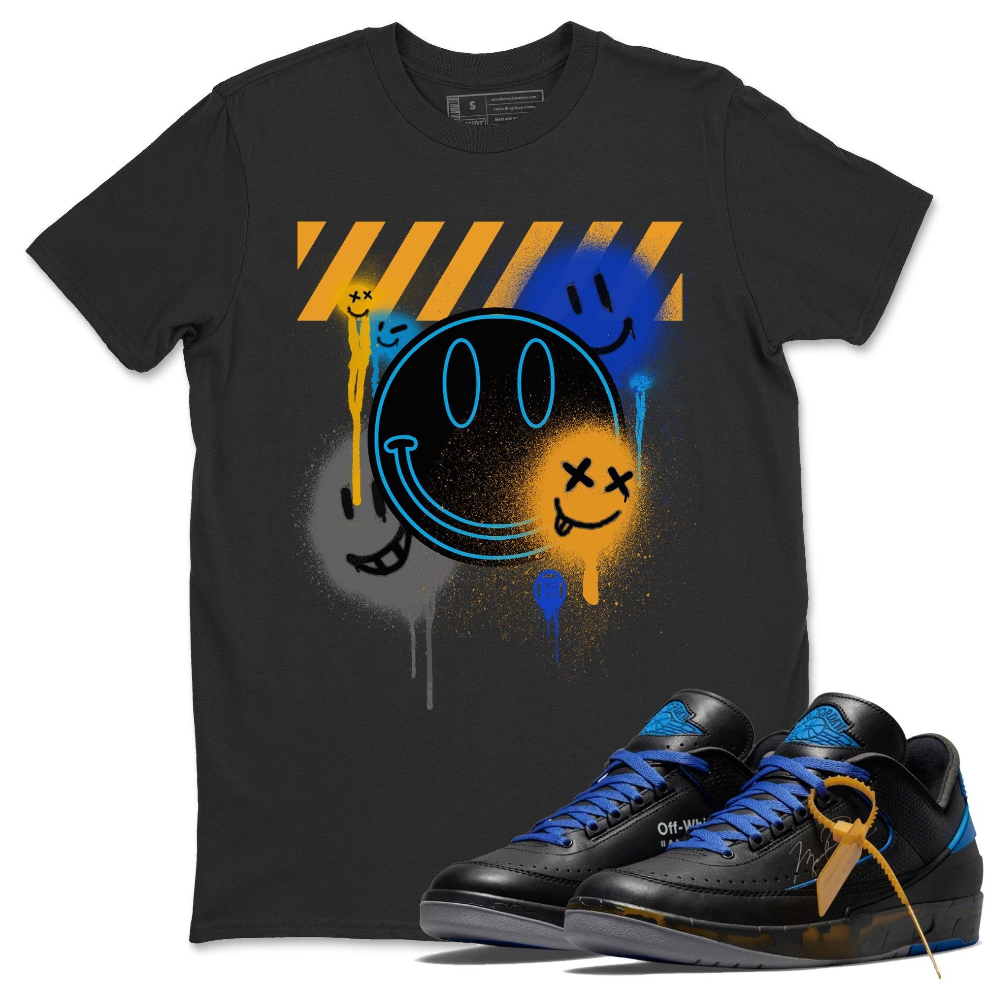 Smile Painting Unisex Tops - Air Jordan 2 OFF-WHITE Black Blue