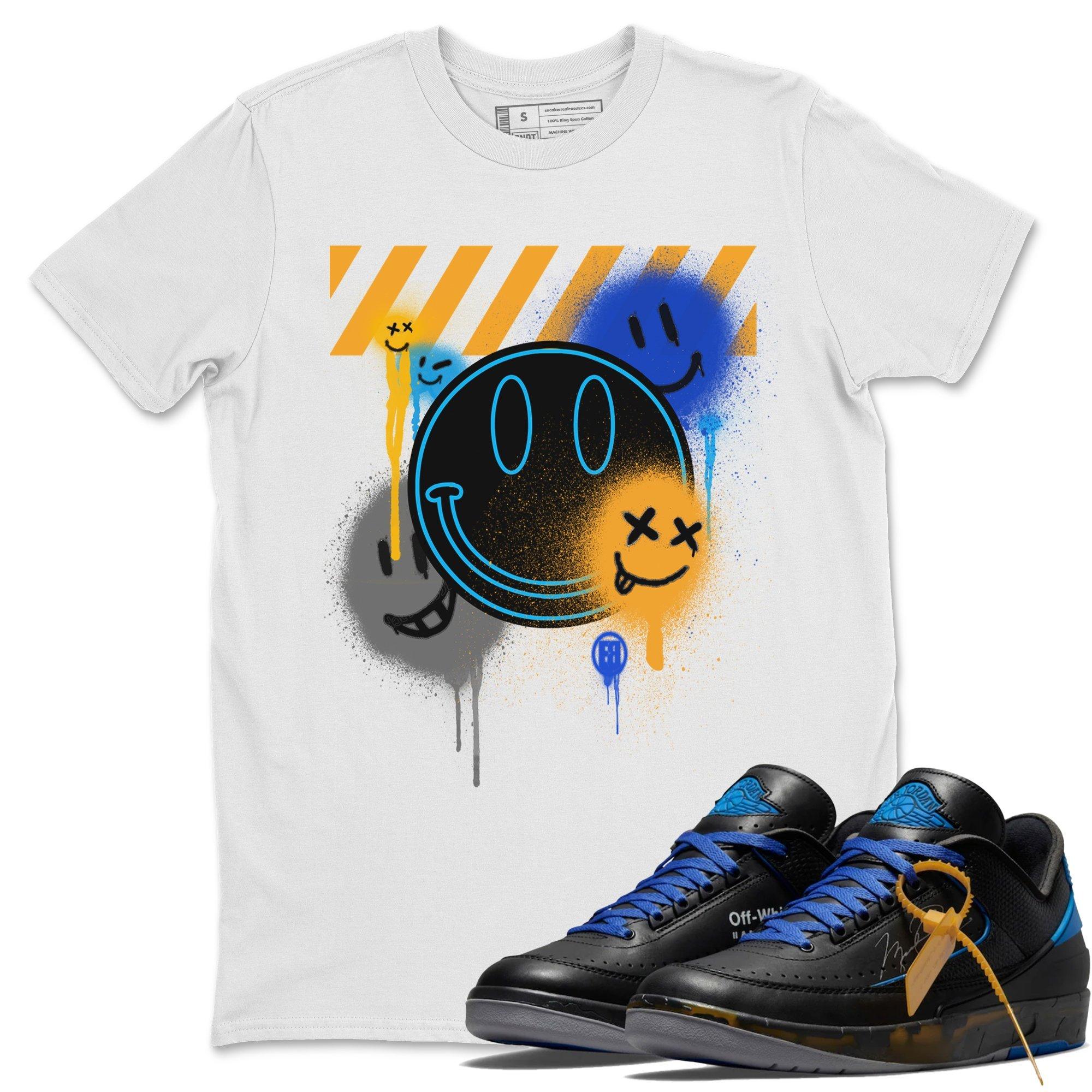 Smile Painting Unisex Tops - Air Jordan 2 OFF-WHITE Black Blue
