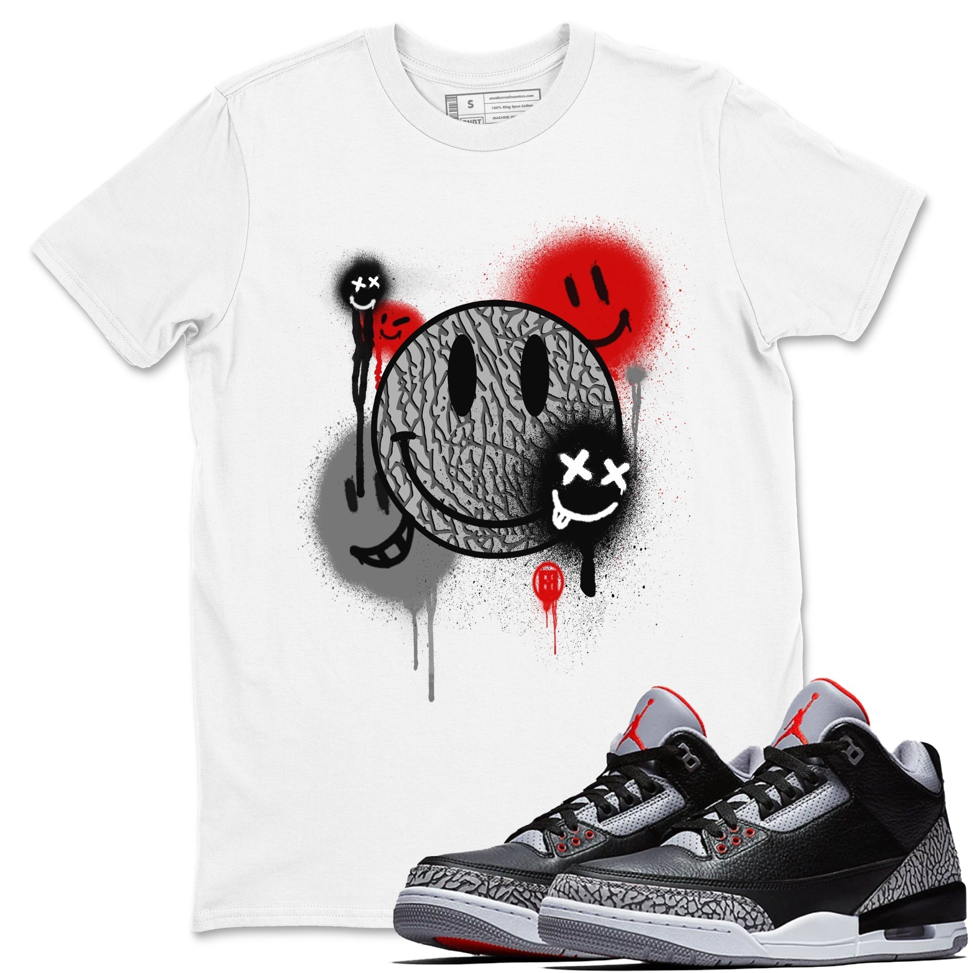 Smile Painting Unisex Adult Tops - Air Jordan 3 Black Cement