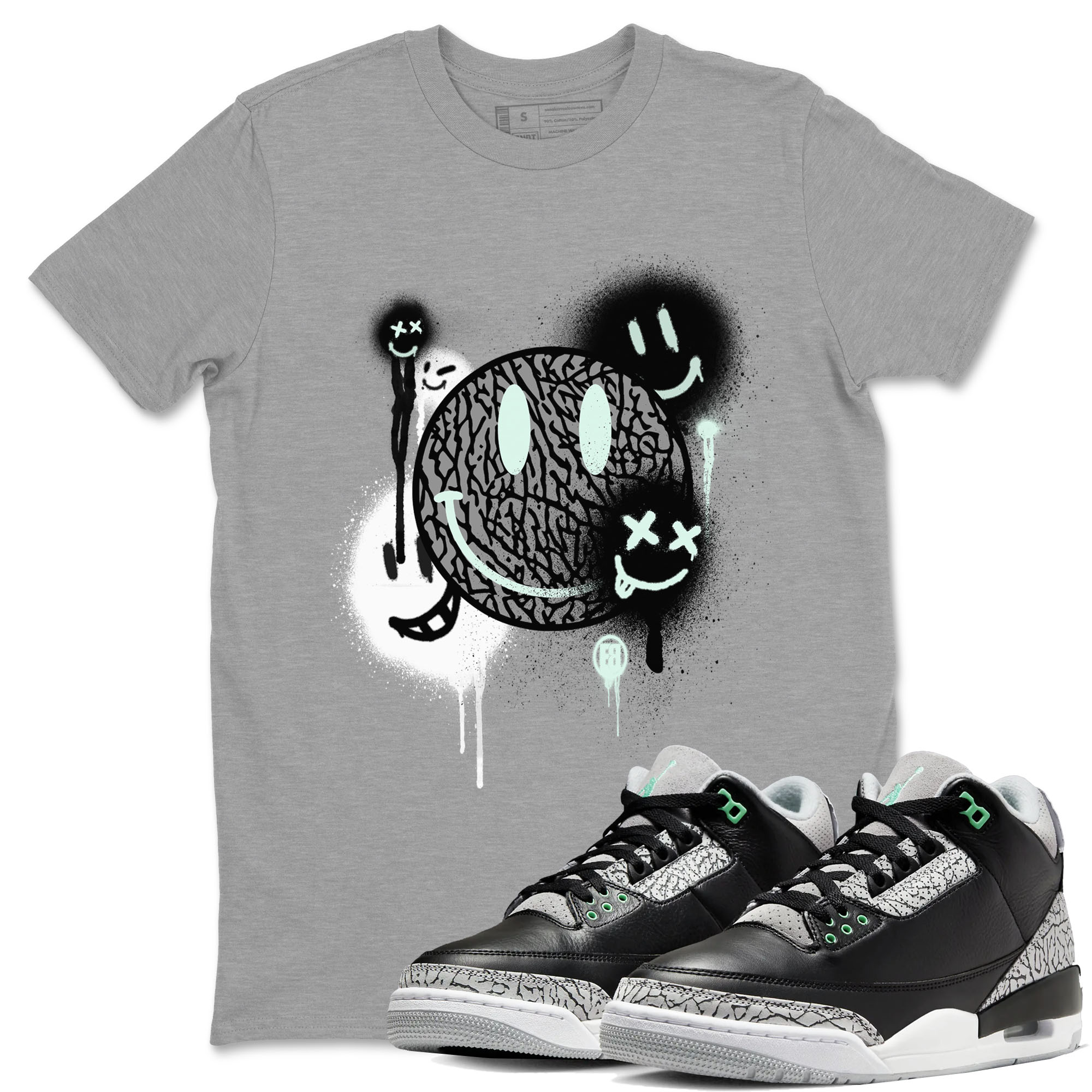 Smile Painting snkmatch Tees - Air Jordan 3 Green Glow
