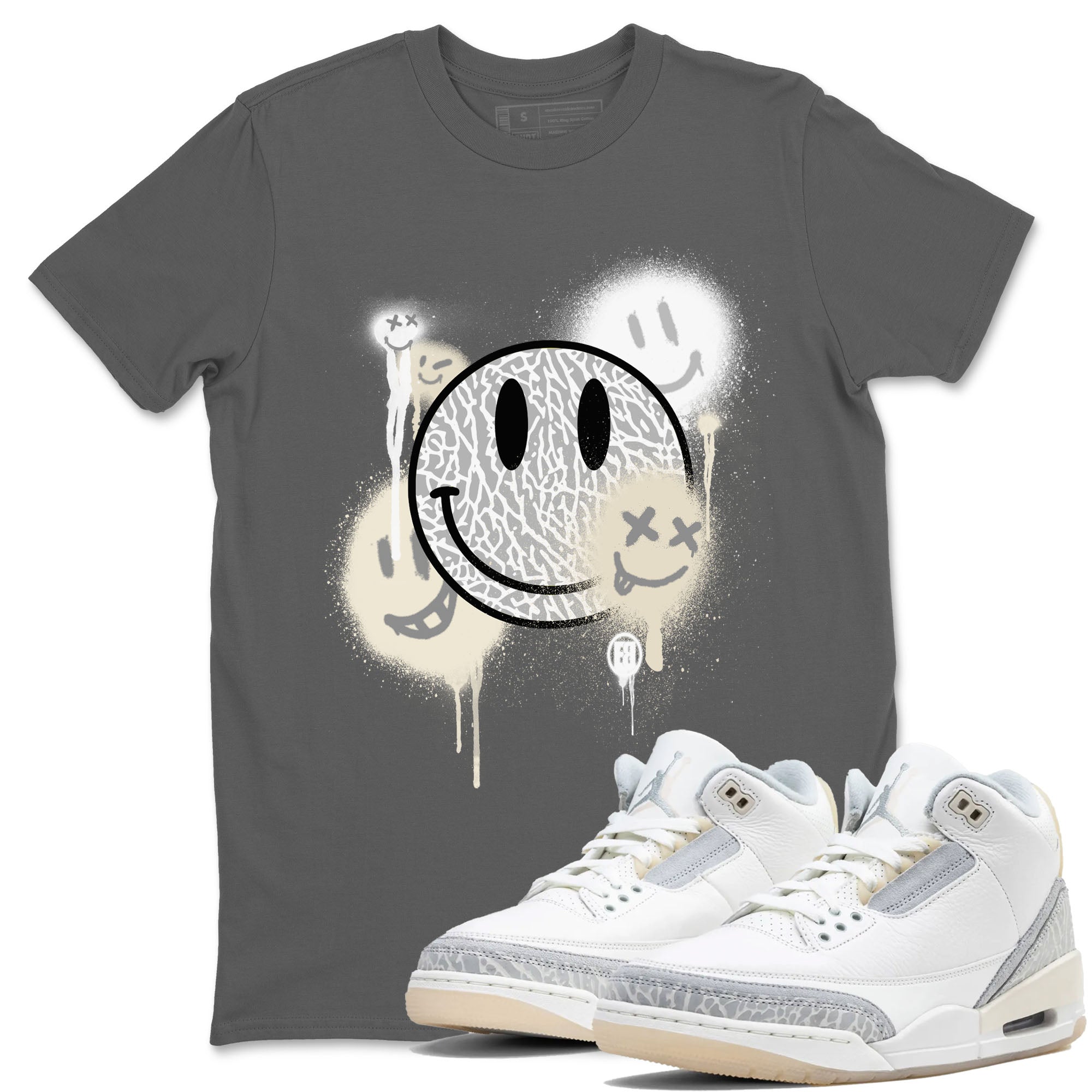 Smile Painting snkmatch Tees - Air Jordan 3 Ivory