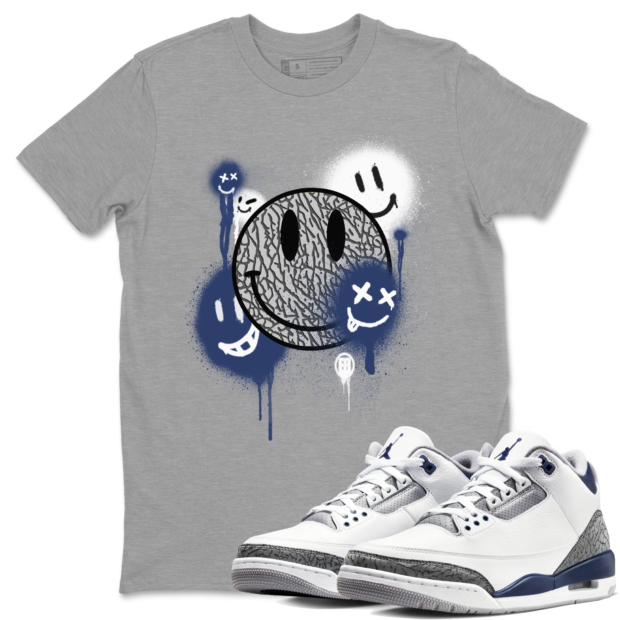 Smile Painting snkmatch Tees - Air Jordan 3 Midnight Navy 2023