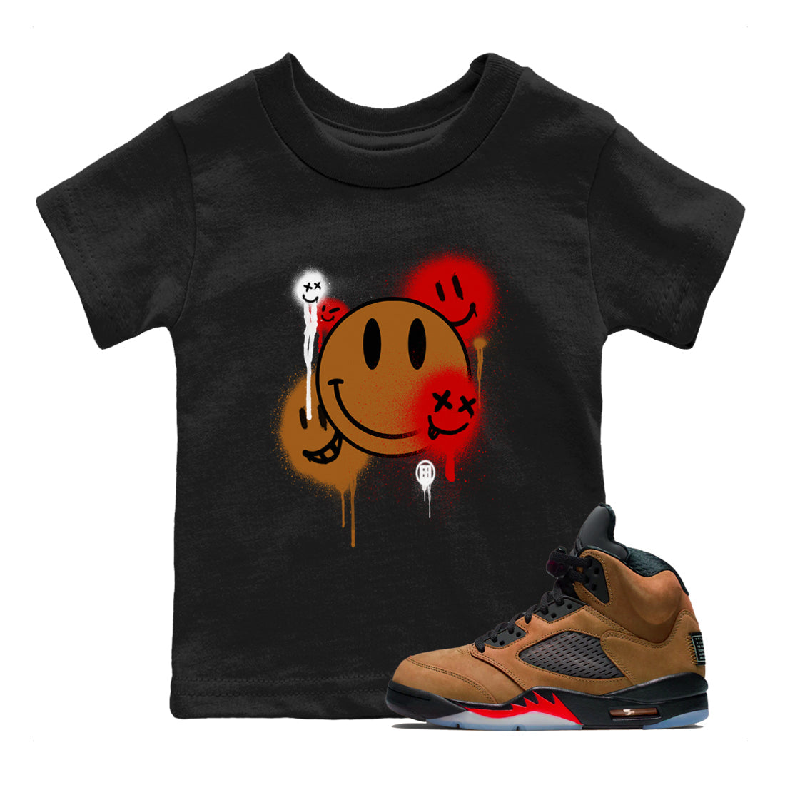 Smile Painting snkmatch Tees Kids - Air Jordan 5 Archaeo Brown