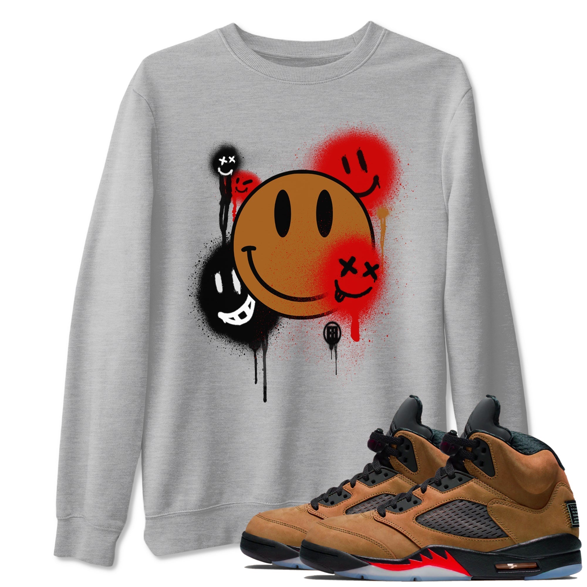 Smile Painting snkmatch Tees - Air Jordan 5 Archaeo Brown