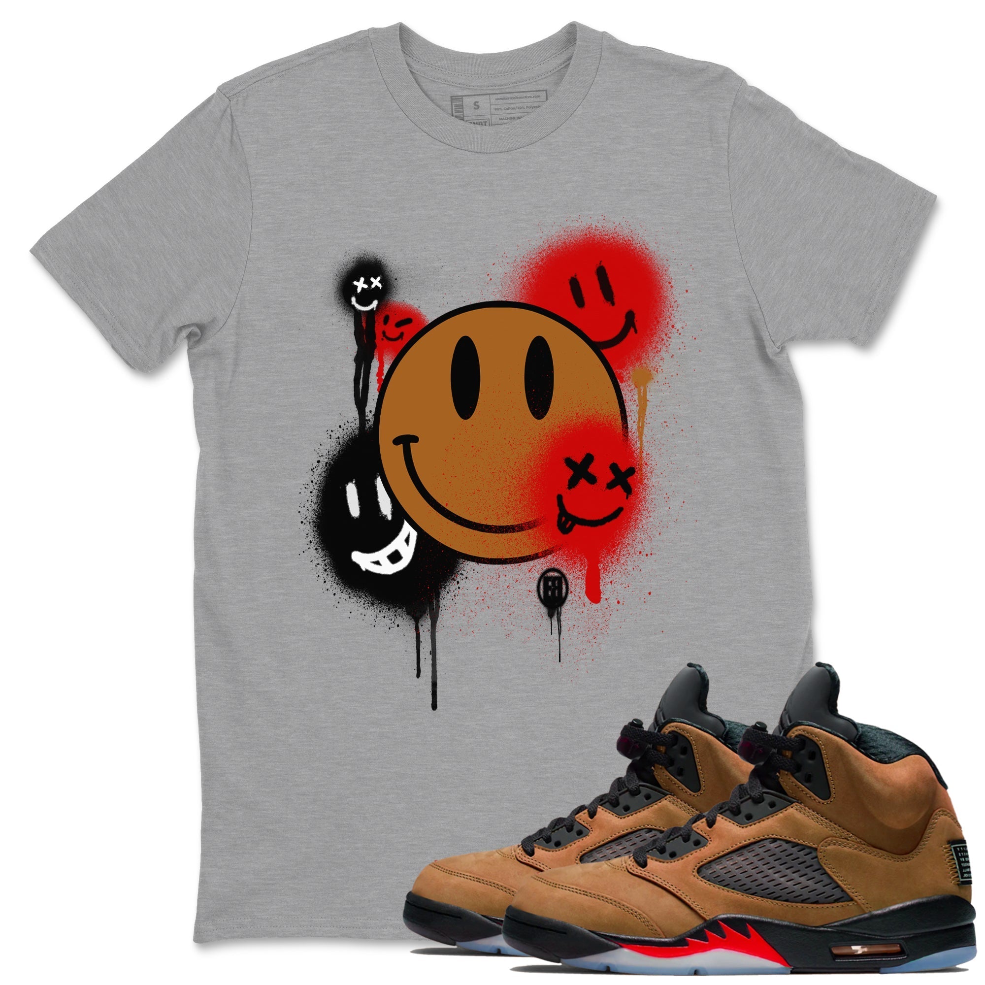 Smile Painting snkmatch Tees - Air Jordan 5 Archaeo Brown