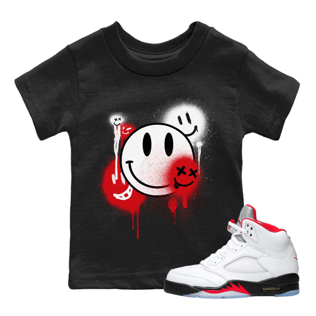 Smile Painting Kids Tops - Air Jordan 5 Fire Red