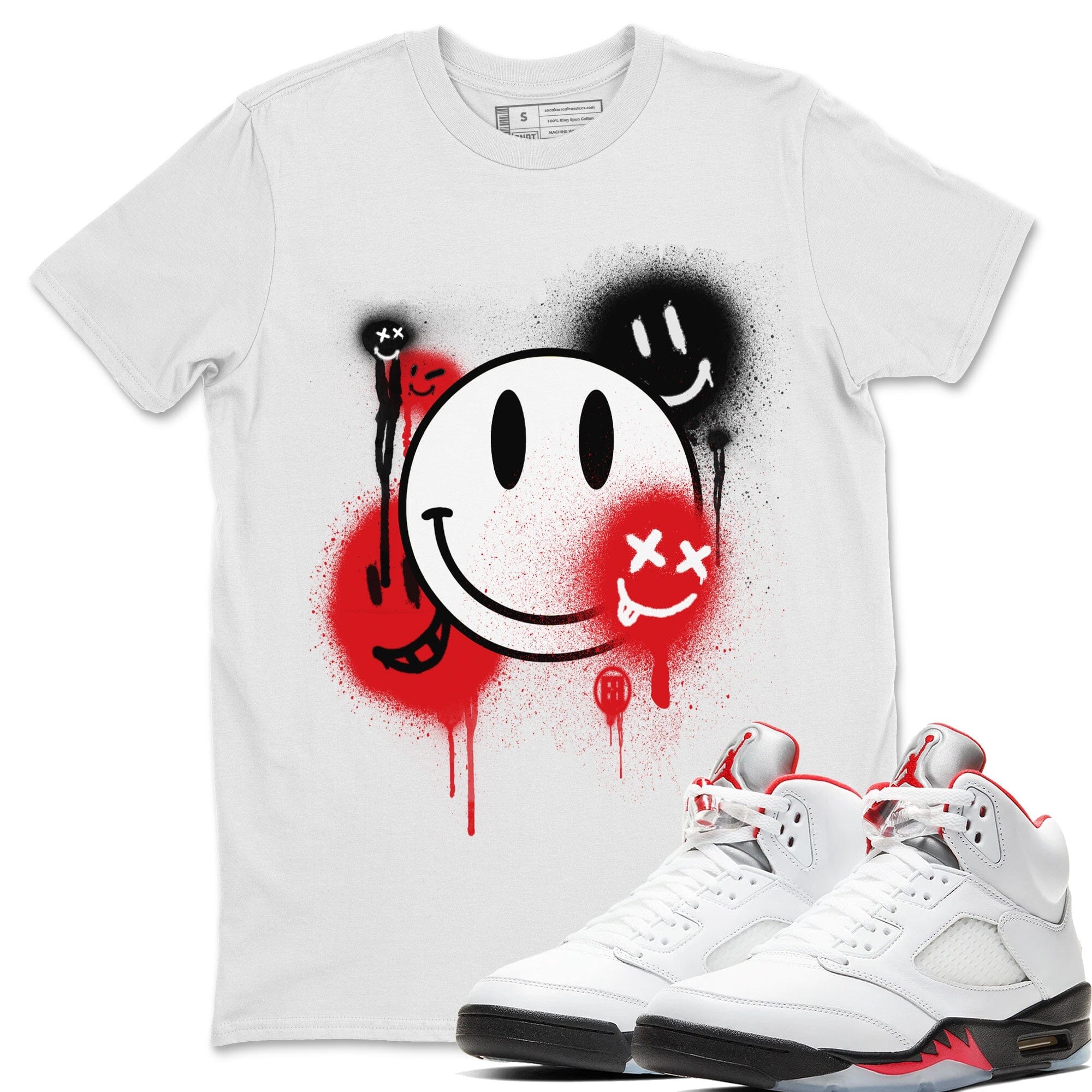 Smile Painting Unisex Tops - Air Jordan 5 Fire Red