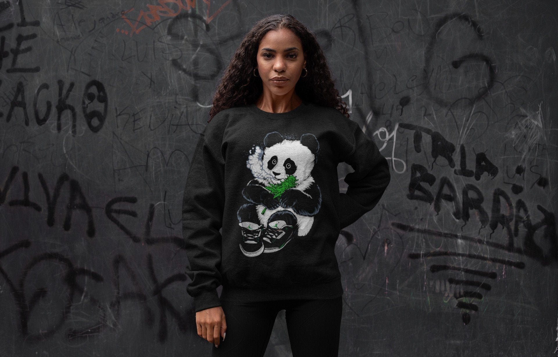 Smoking Panda Unisex Tops - Air Jordan 3 Pine Green