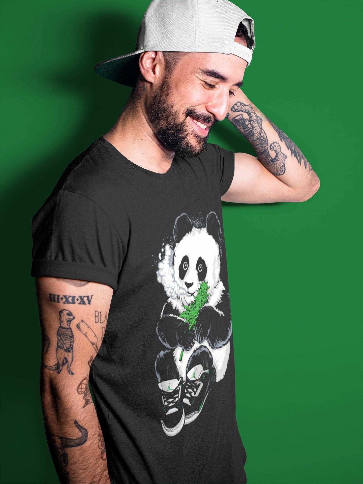 Smoking Panda Unisex Tops - Air Jordan 3 Pine Green