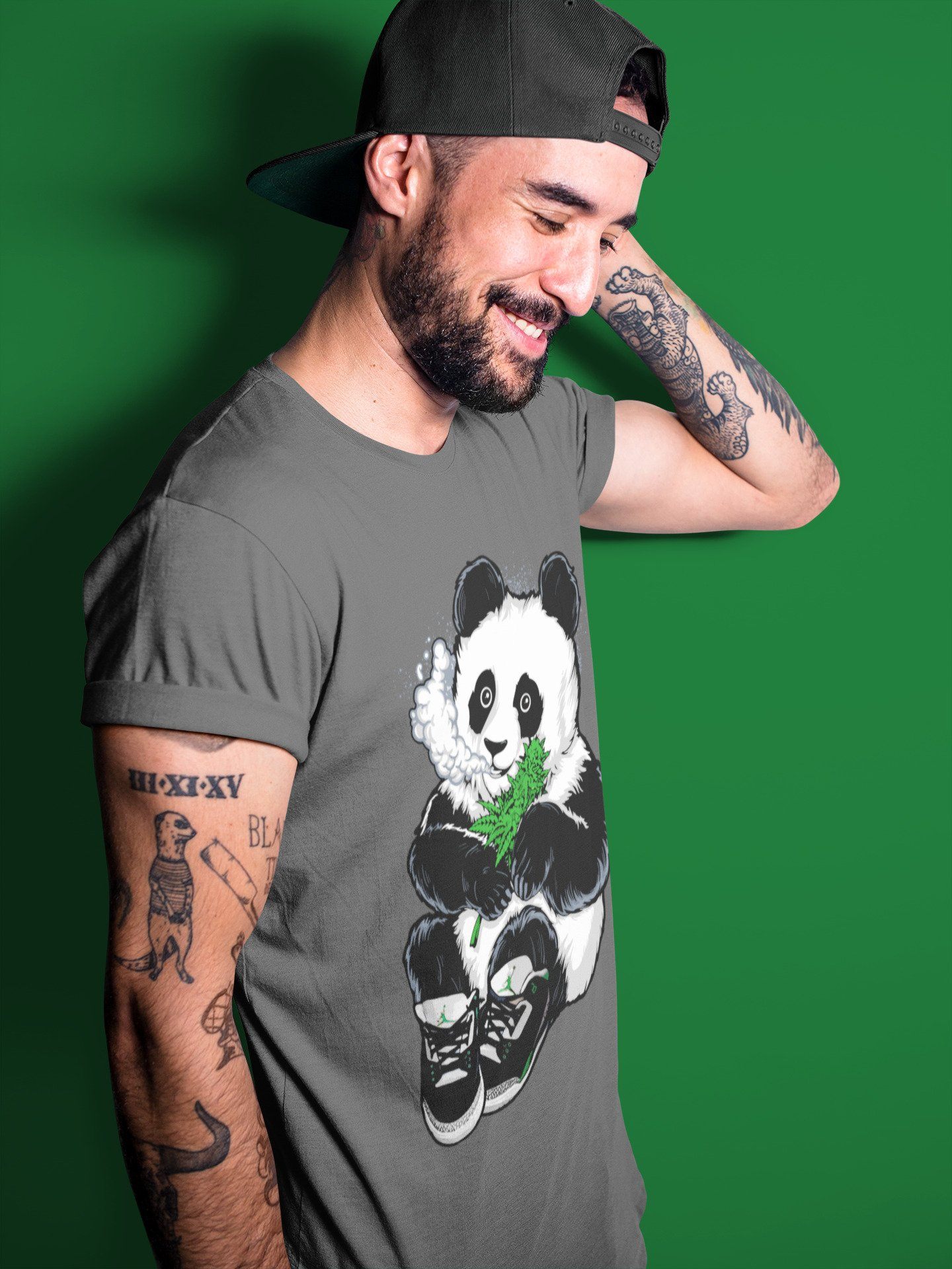 Smoking Panda Unisex Tops - Air Jordan 3 Pine Green