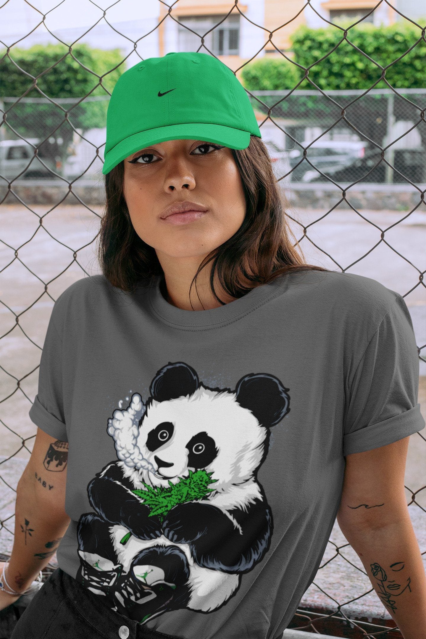 Smoking Panda Unisex Tops - Air Jordan 3 Pine Green