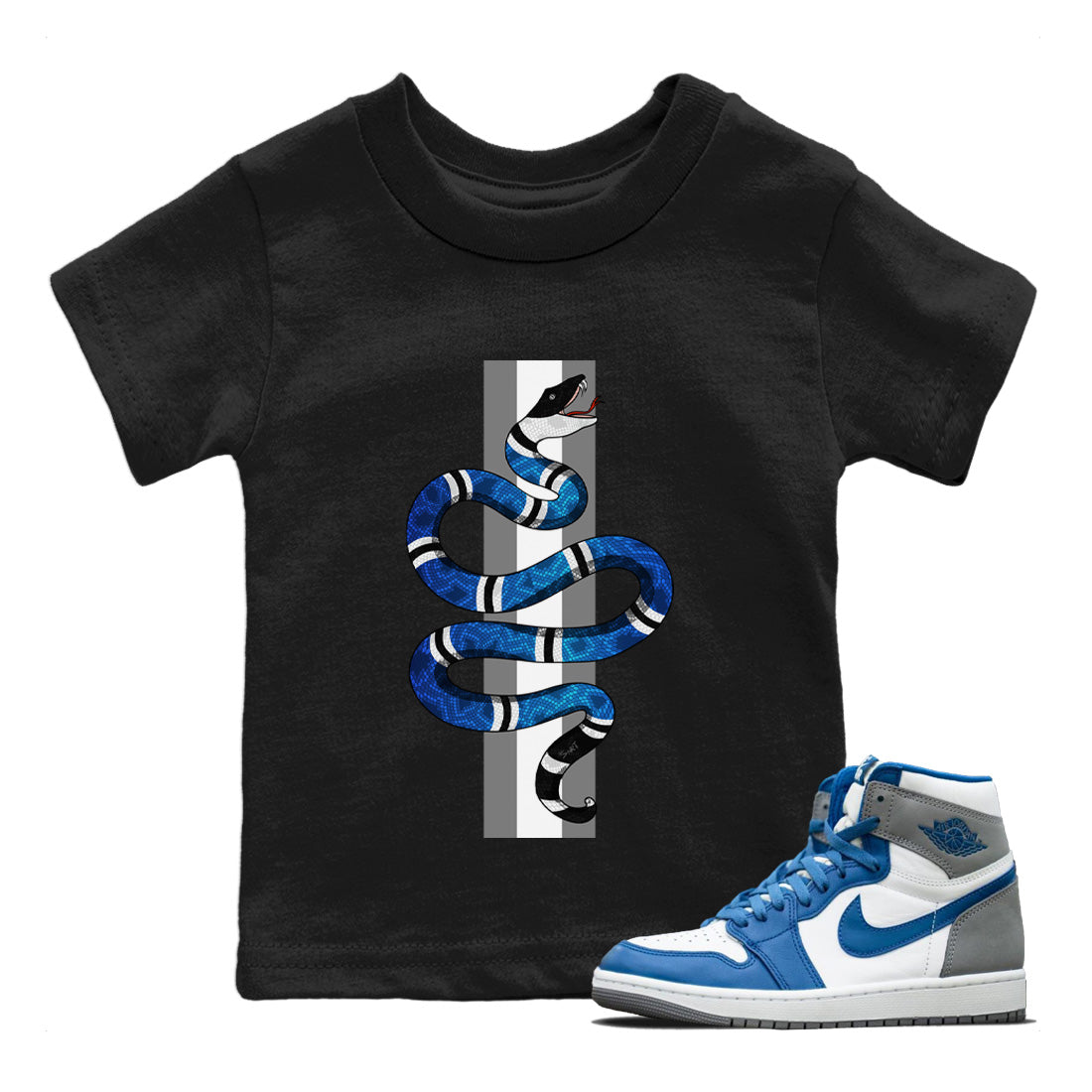Snake Kids Tops - Air Jordan 1 True Blue