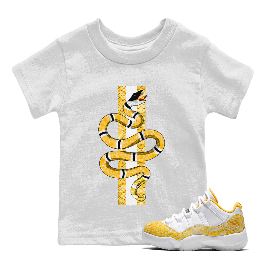 Snake Kids Tops - Air Jordan 11 Yellow Python
