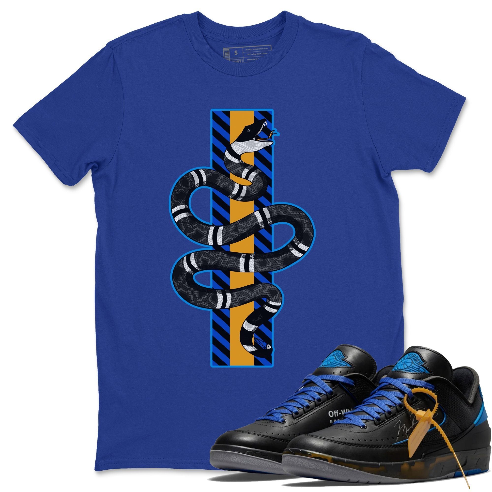 Snake Unisex Tops - Air Jordan 2 OFF-WHITE Black Blue