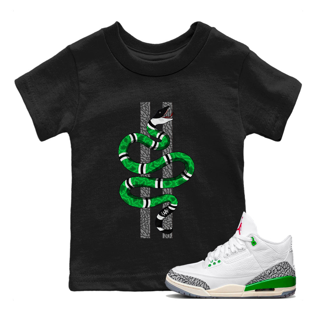 Snake Kids Tops - Air Jordan 3 Lucky Green