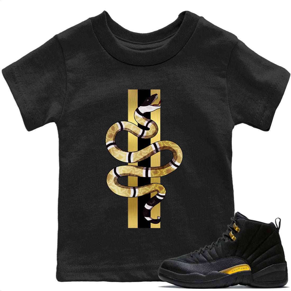 Snake Kids Tops - Air Jordan 12 Black Taxi