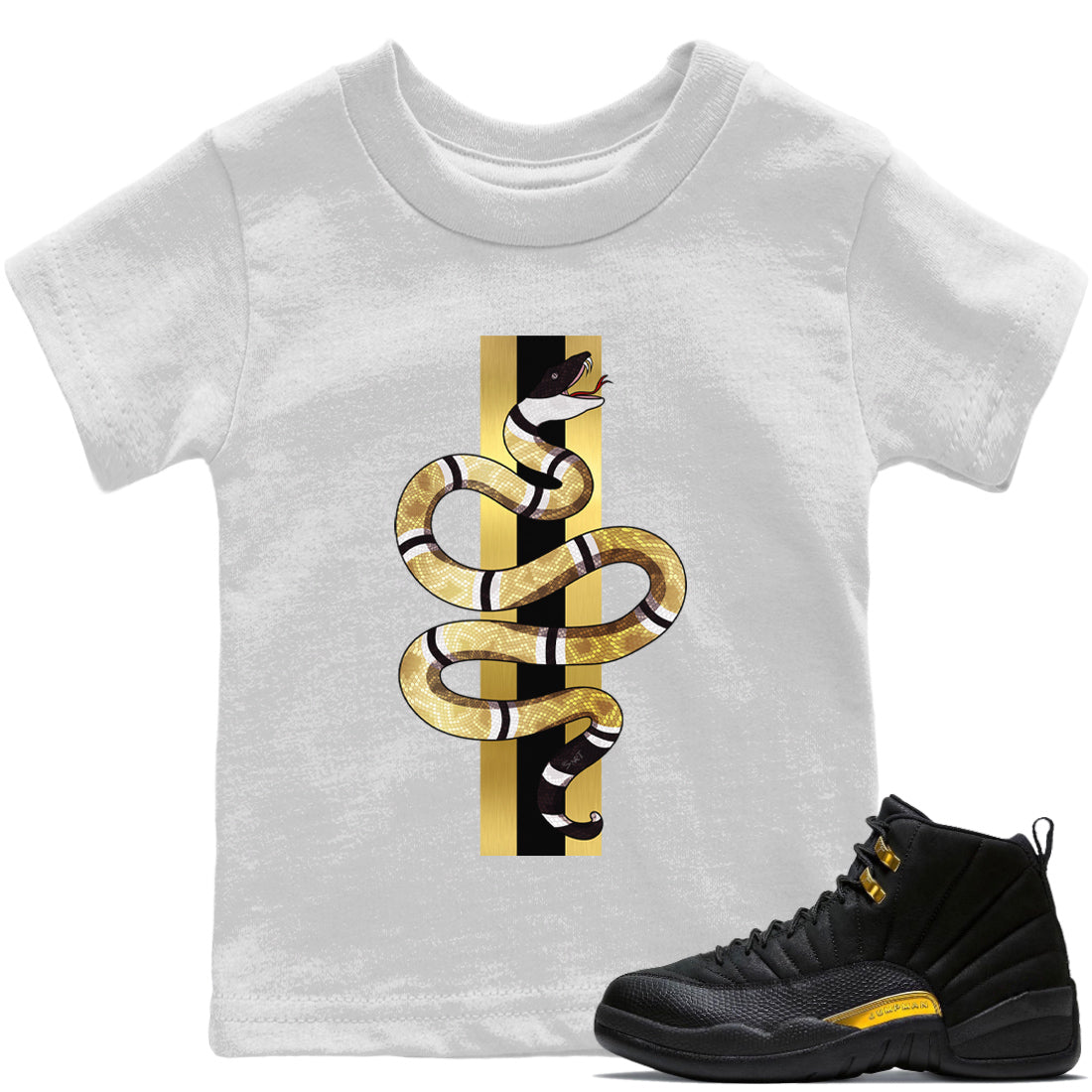 Snake Kids Tops - Air Jordan 12 Black Taxi