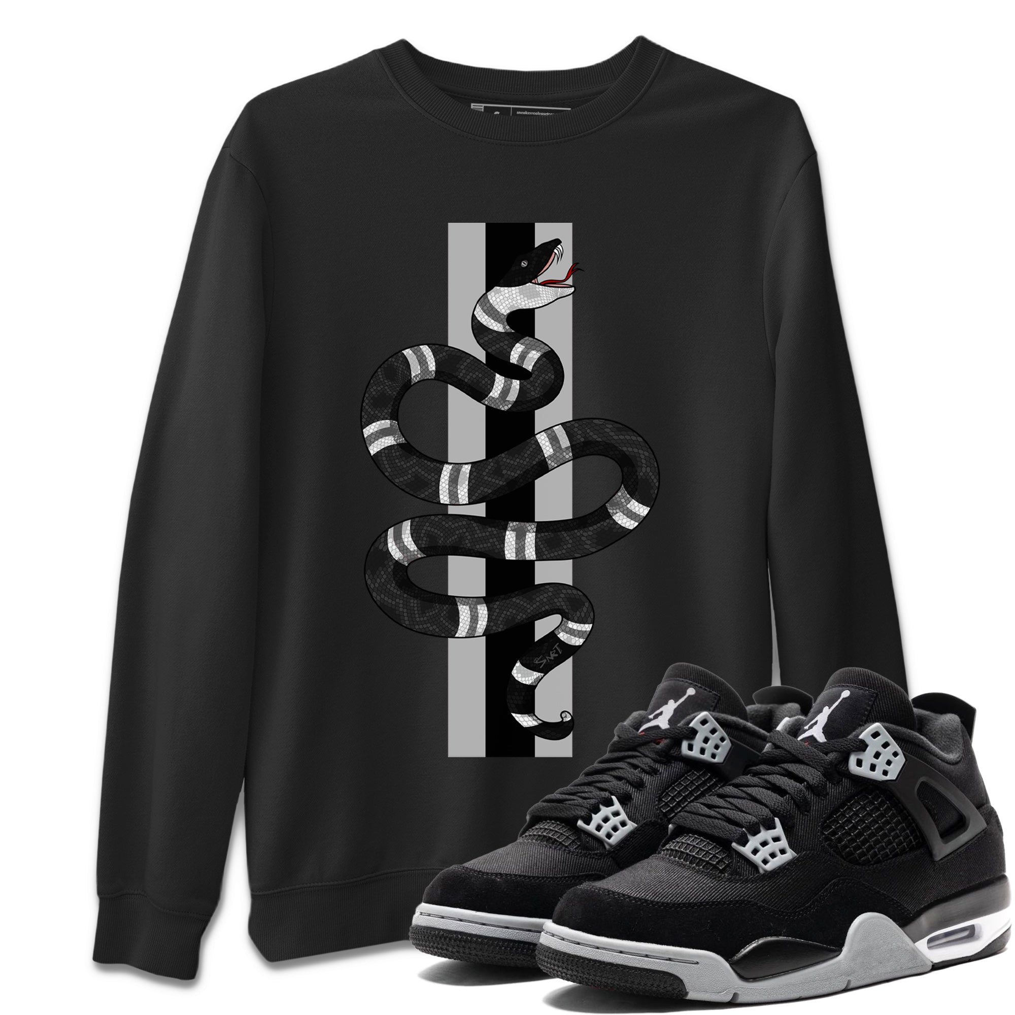 Snake Unisex Tops - Air Jordan 4 Black Canvas
