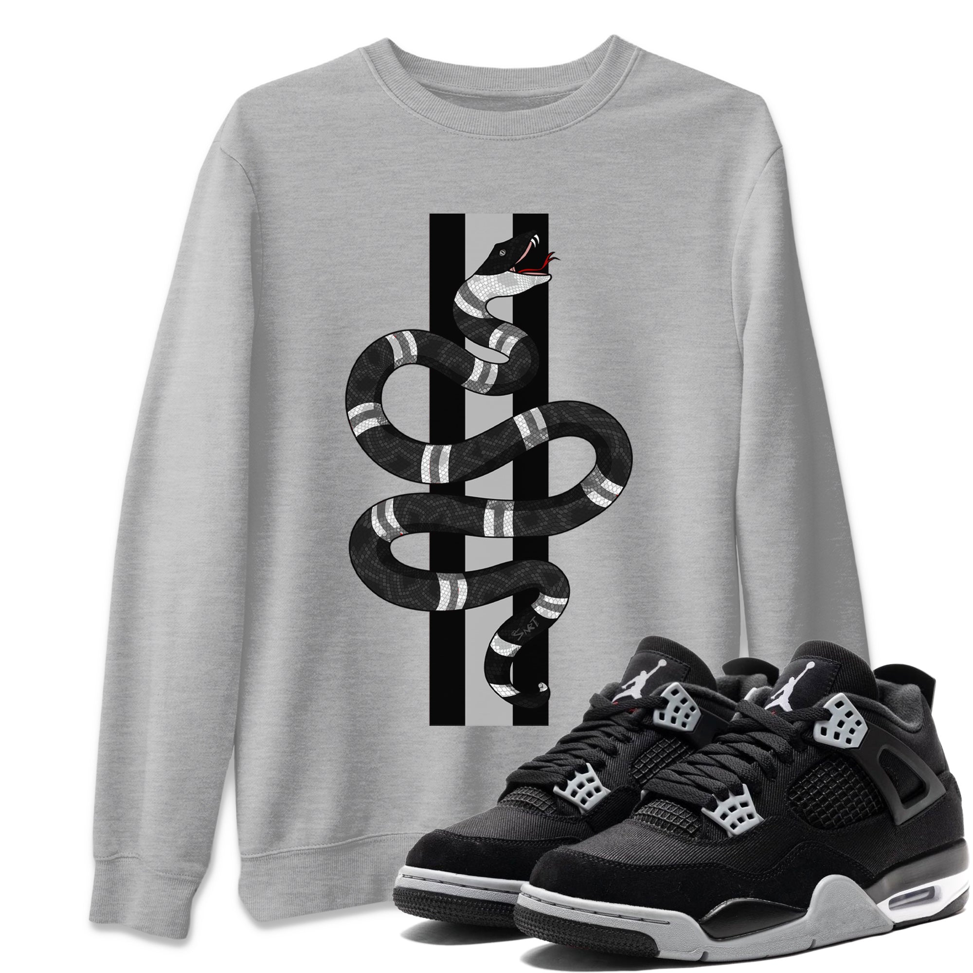 Snake Unisex Tops - Air Jordan 4 Black Canvas