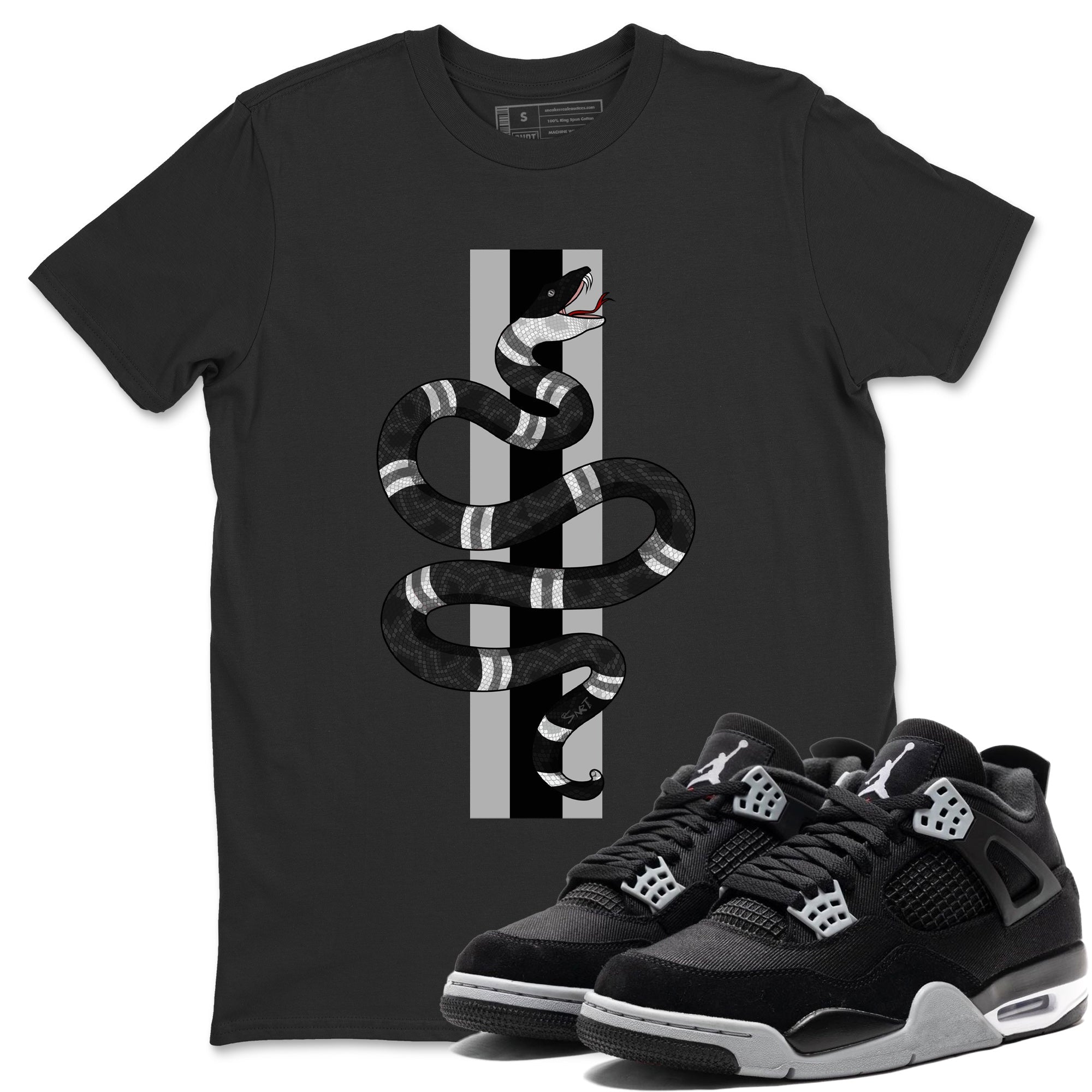 Snake Unisex Tops - Air Jordan 4 Black Canvas