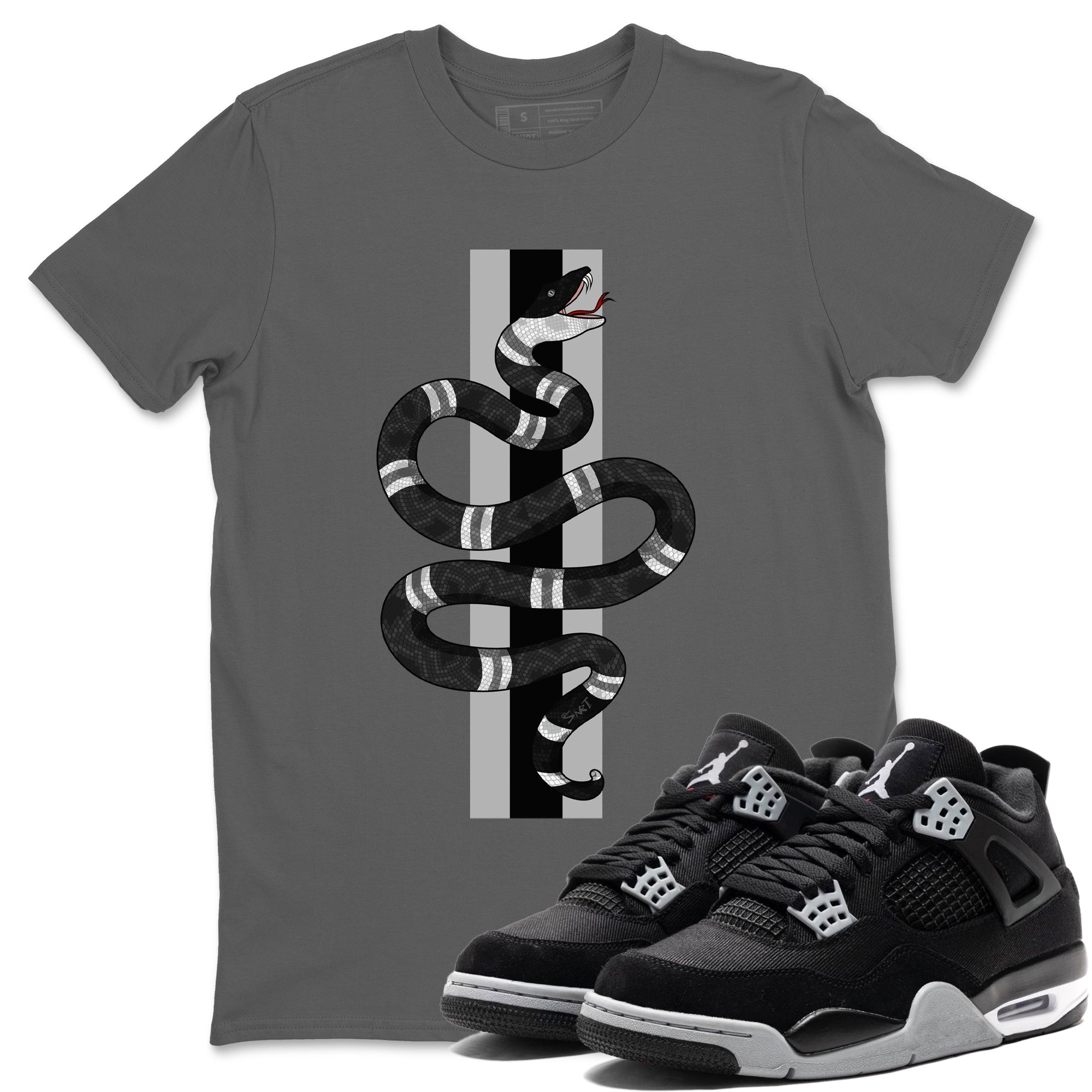 Snake Unisex Tops - Air Jordan 4 Black Canvas