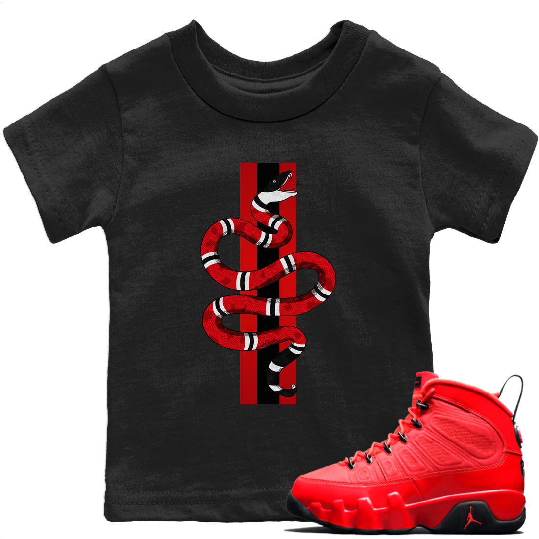 Snake Kids Tops - Air Jordan 9 Chile Red