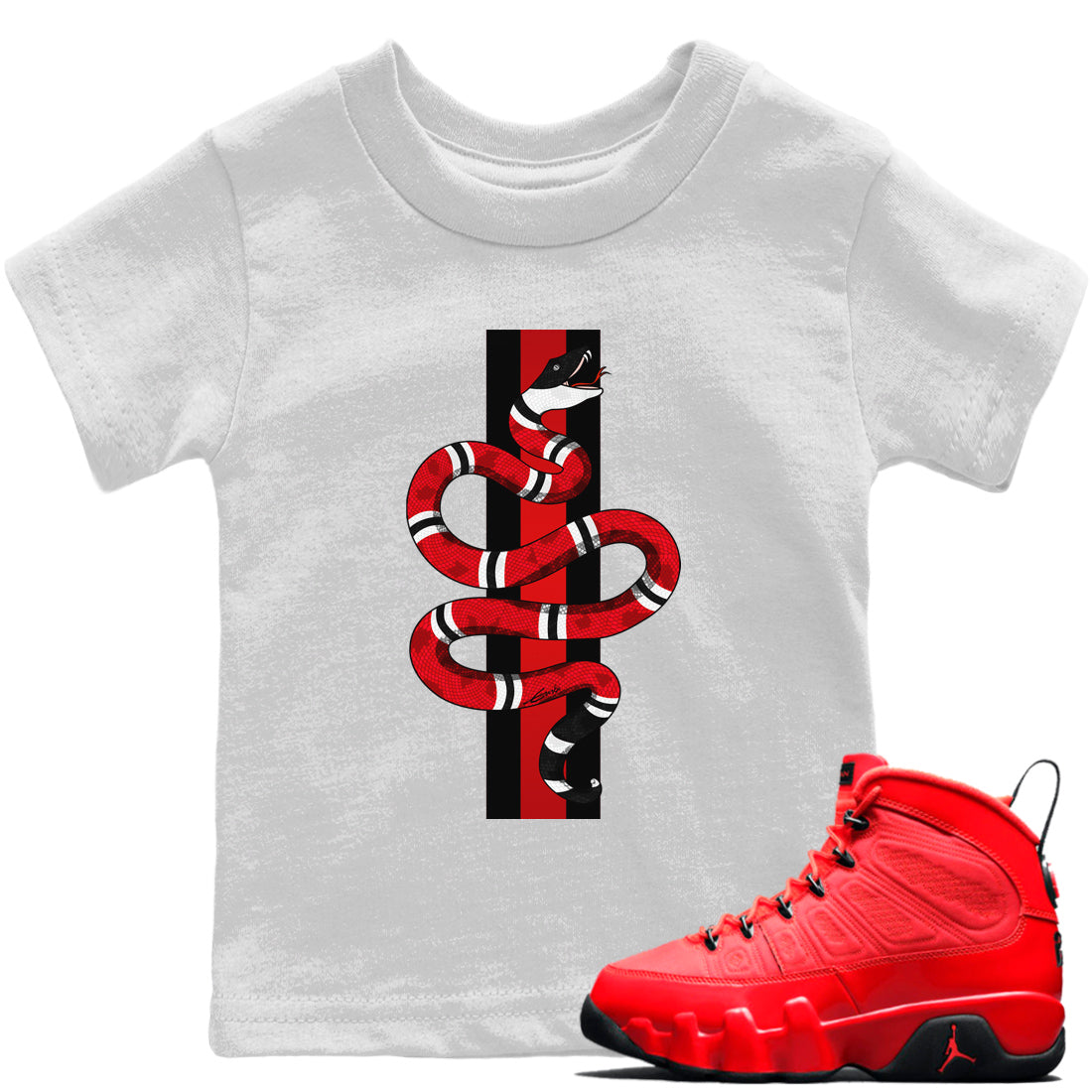 Snake Kids Tops - Air Jordan 9 Chile Red
