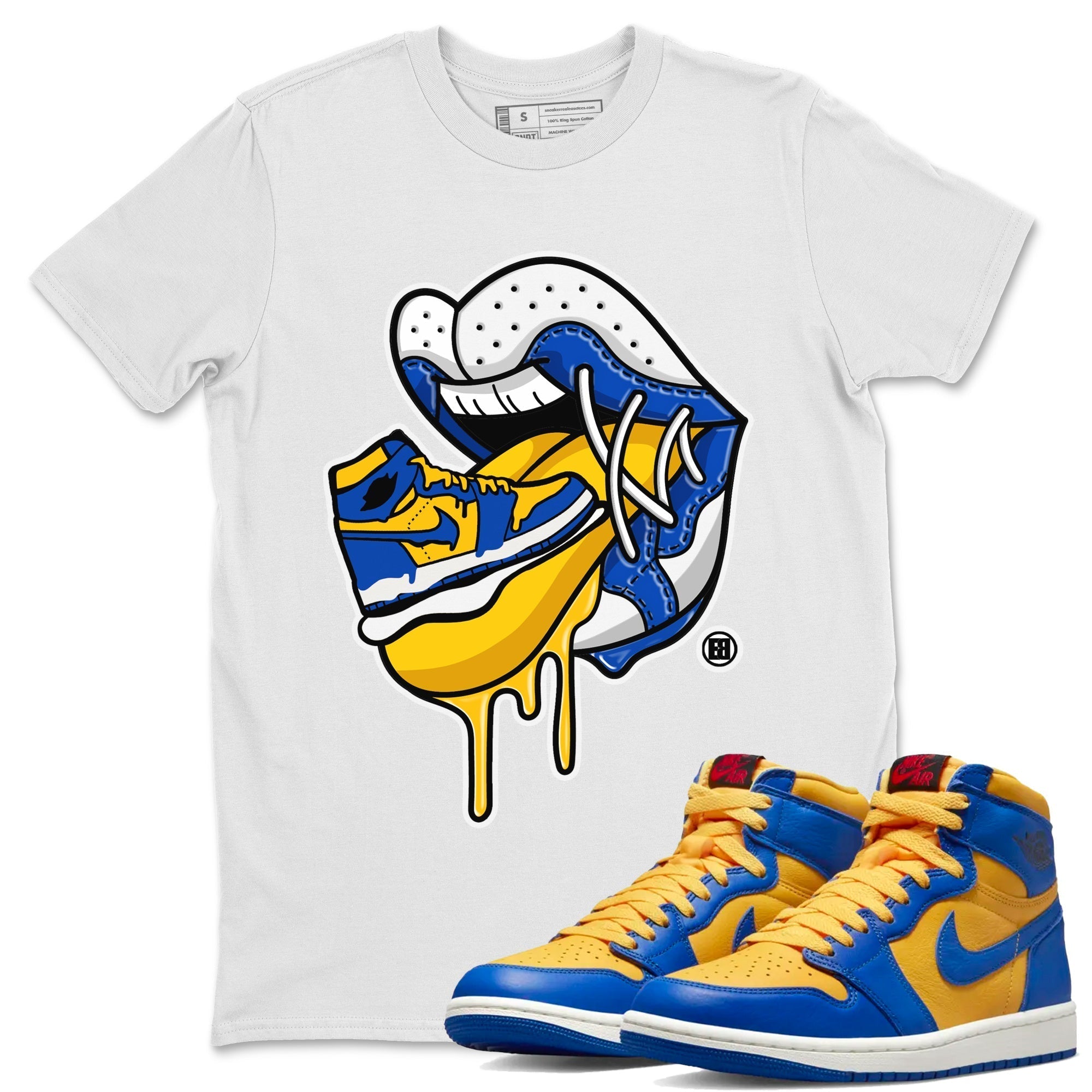 snkmatch Addiction 2 Unisex Tops - Air Jordan 1 Game Royal Varsity Maize
