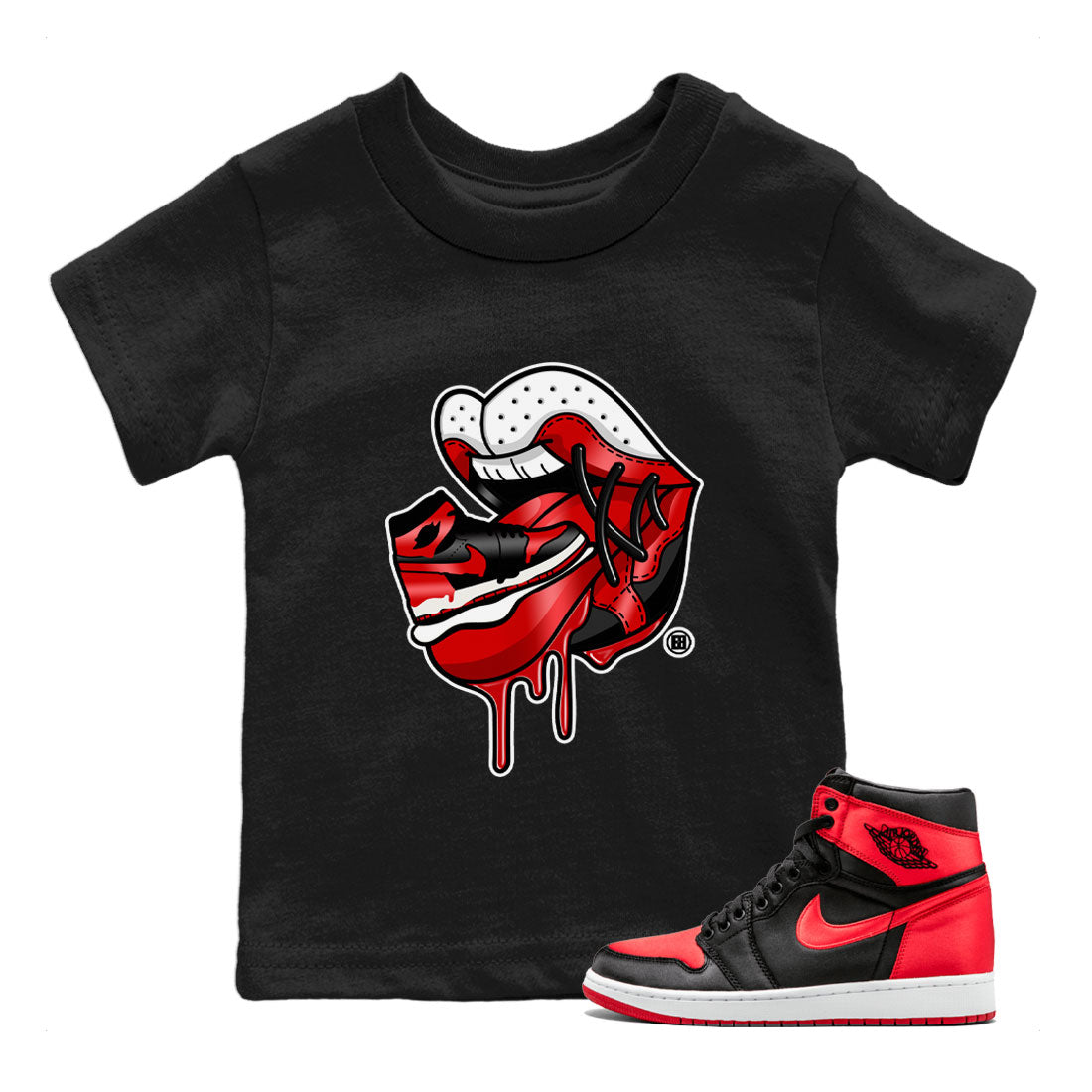 snkmatch Addiction 2 Kids Tops - Air Jordan 1 Satin Bred