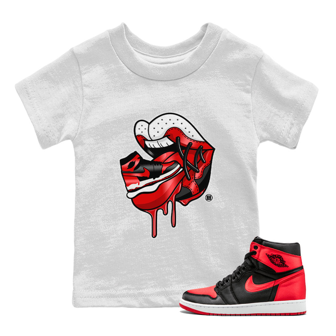 snkmatch Addiction 2 Kids Tops - Air Jordan 1 Satin Bred