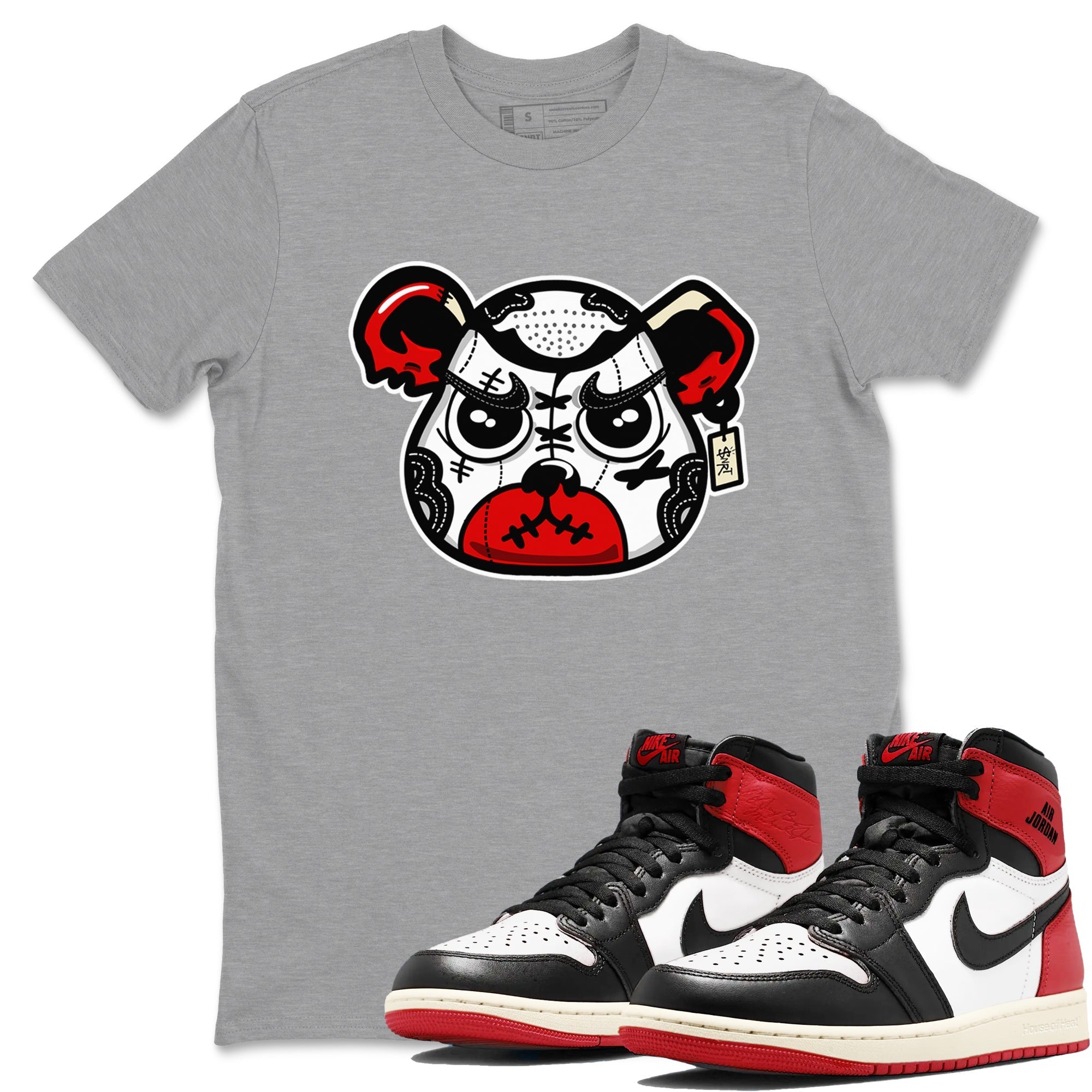 snkmatch Bear Face snkmatch Tees - Air Jordan 1 Black Toe Reimagined