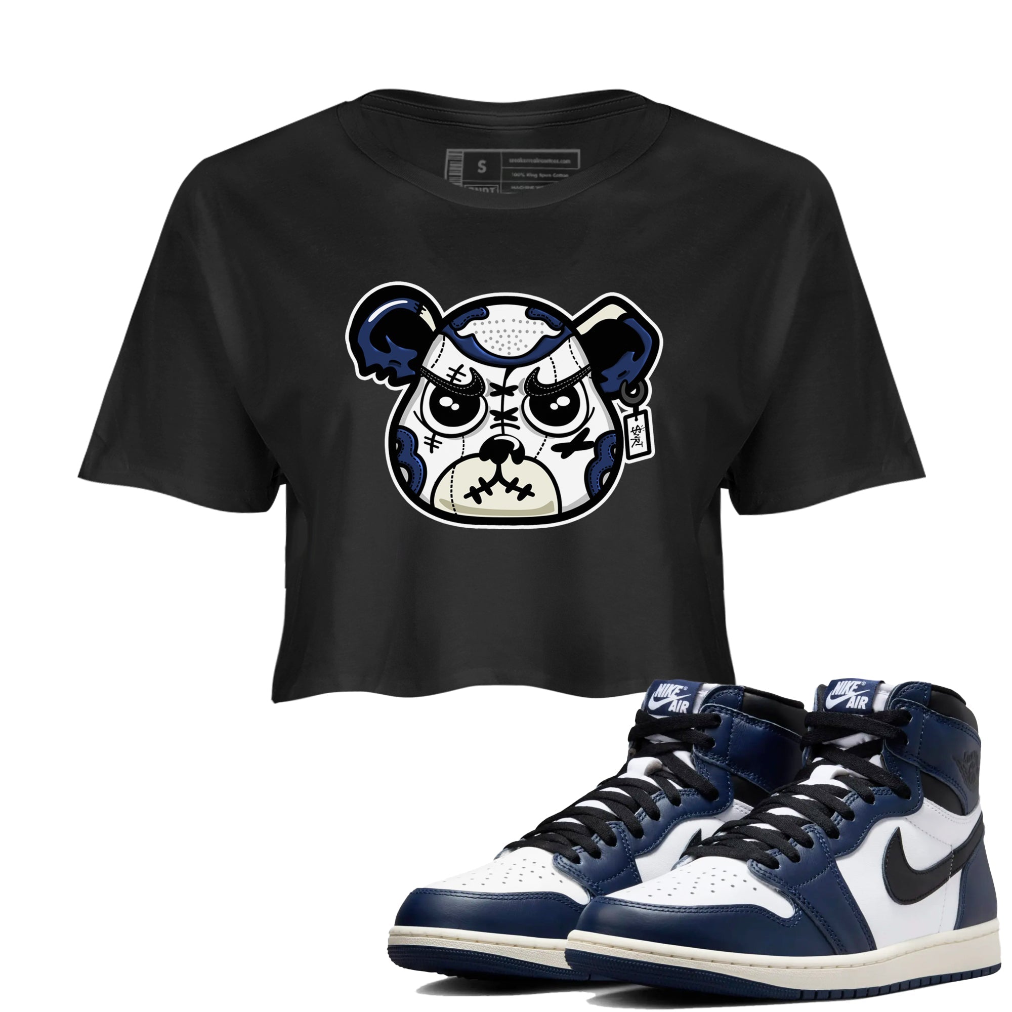 snkmatch Bear Face snkmatch Women's Top - Air Jordan 1 Midnight Navy