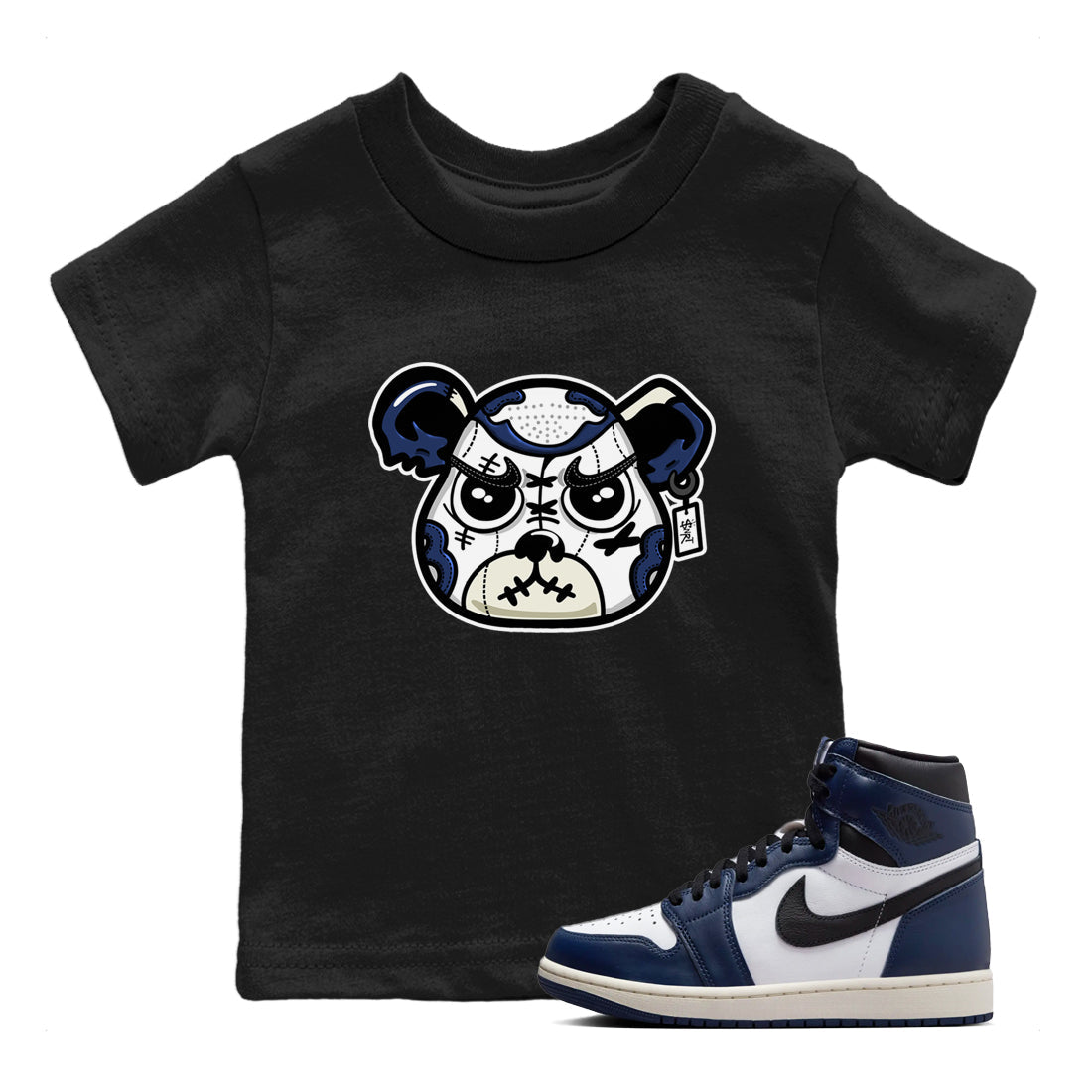 snkmatch Bear Face snkmatch Tees Kids - Air Jordan 1 Midnight Navy