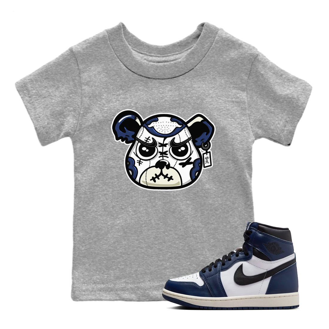 snkmatch Bear Face snkmatch Tees Kids - Air Jordan 1 Midnight Navy