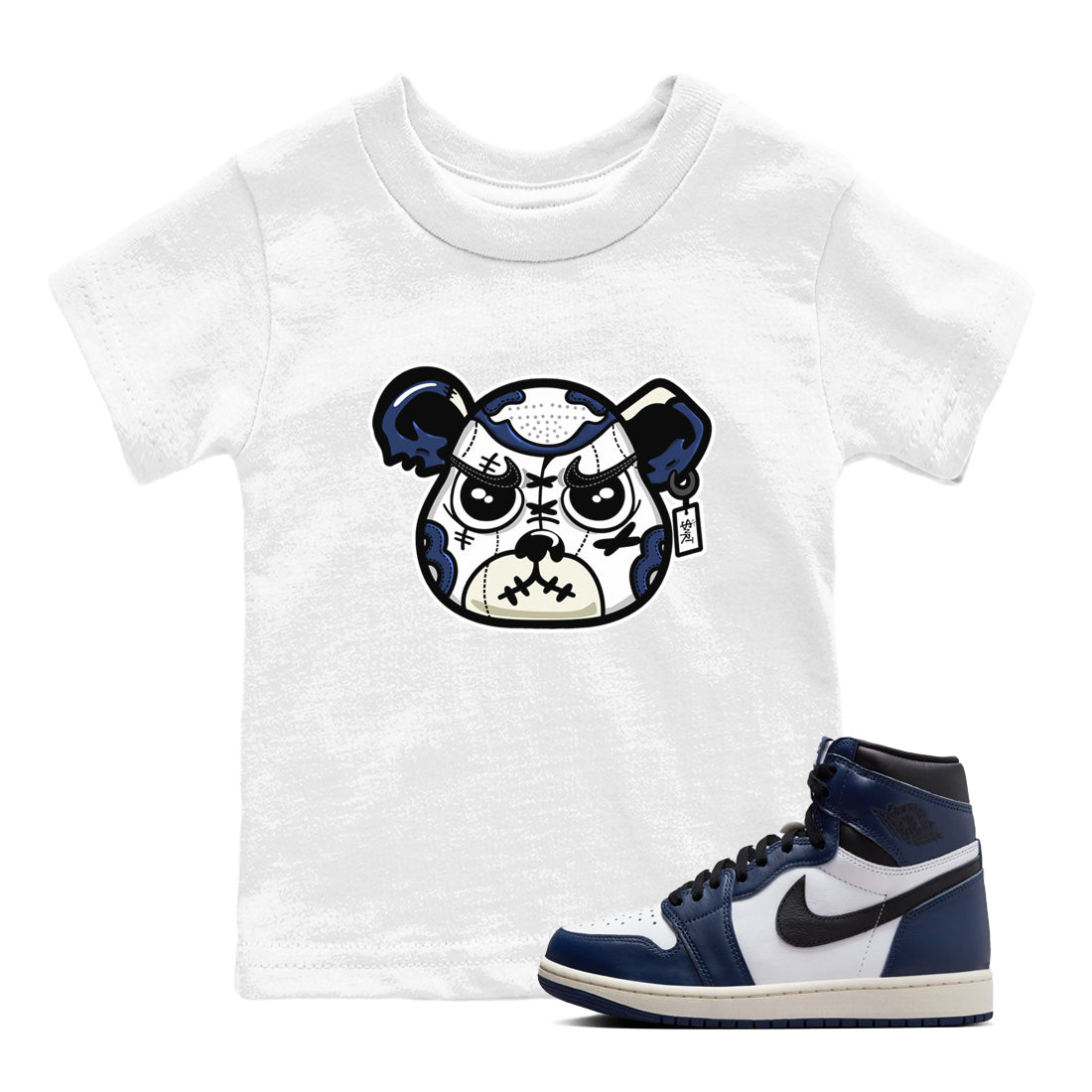 snkmatch Bear Face snkmatch Tees Kids - Air Jordan 1 Midnight Navy