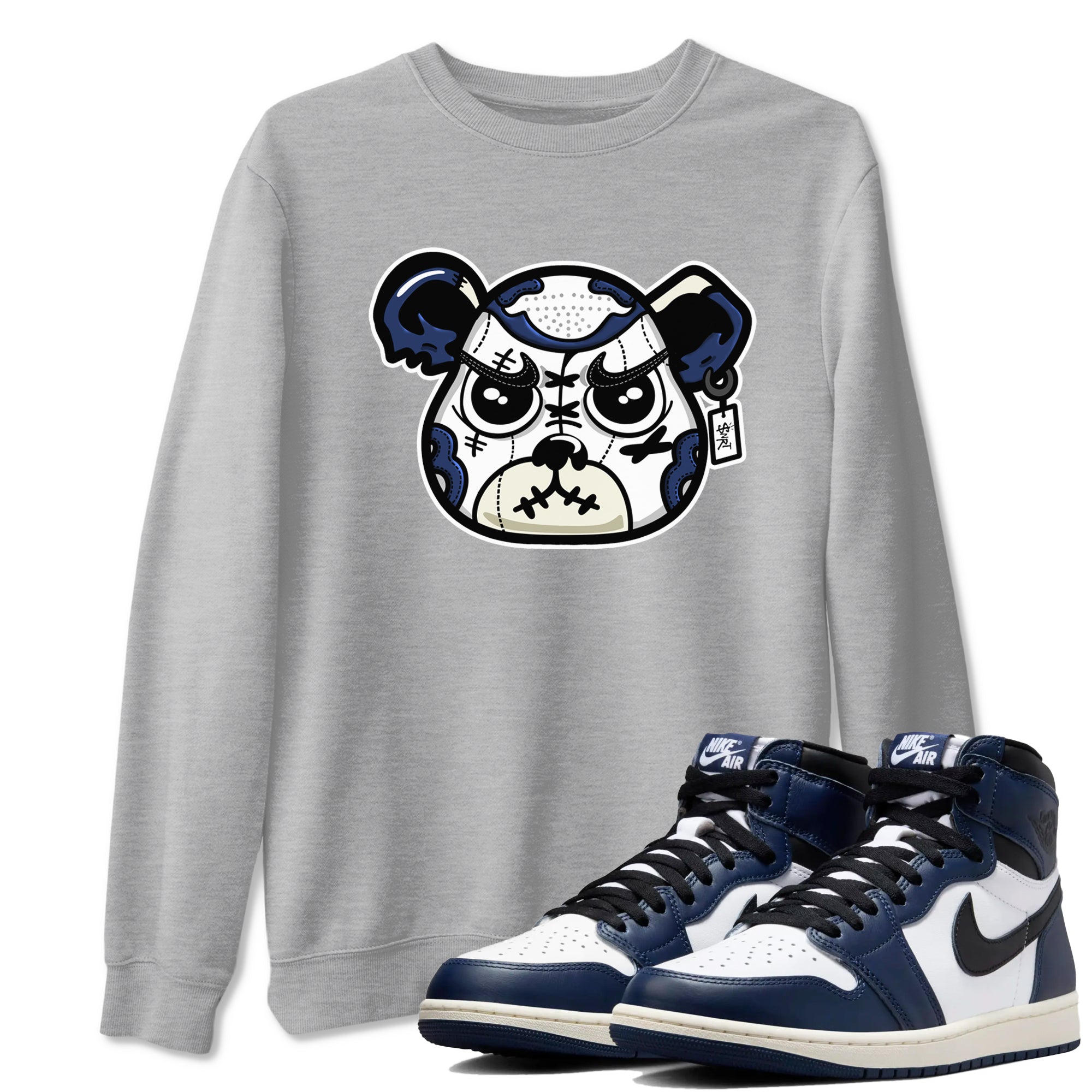 snkmatch Bear Face snkmatch Tees - Air Jordan 1 Midnight Navy