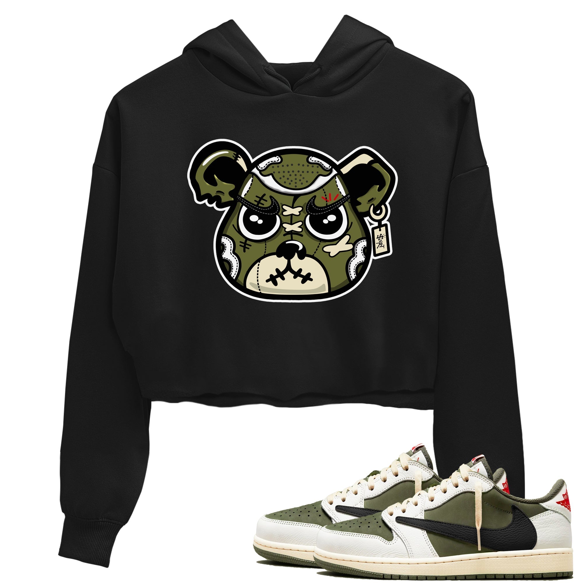 snkmatch Bear Face snkmatch Women's Top - Air Jordan 1 Travis Scott Medium Olive