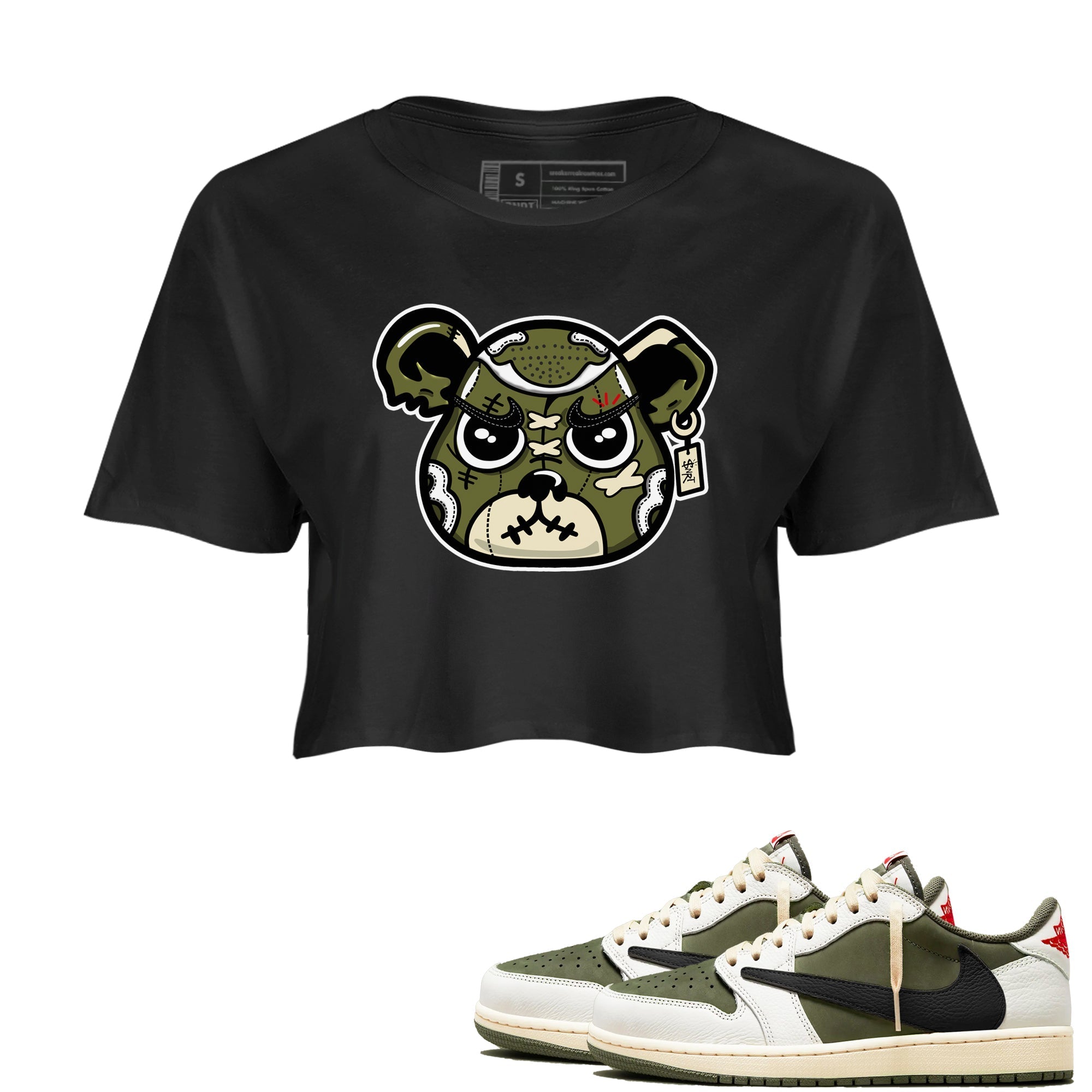 snkmatch Bear Face snkmatch Women's Top - Air Jordan 1 Travis Scott Medium Olive
