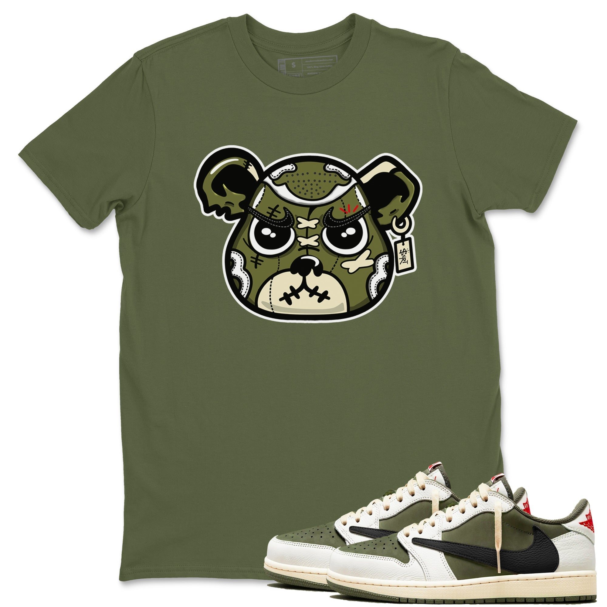 snkmatch Bear Face snkmatch Tees - Air Jordan 1 Travis Scott Medium Olive