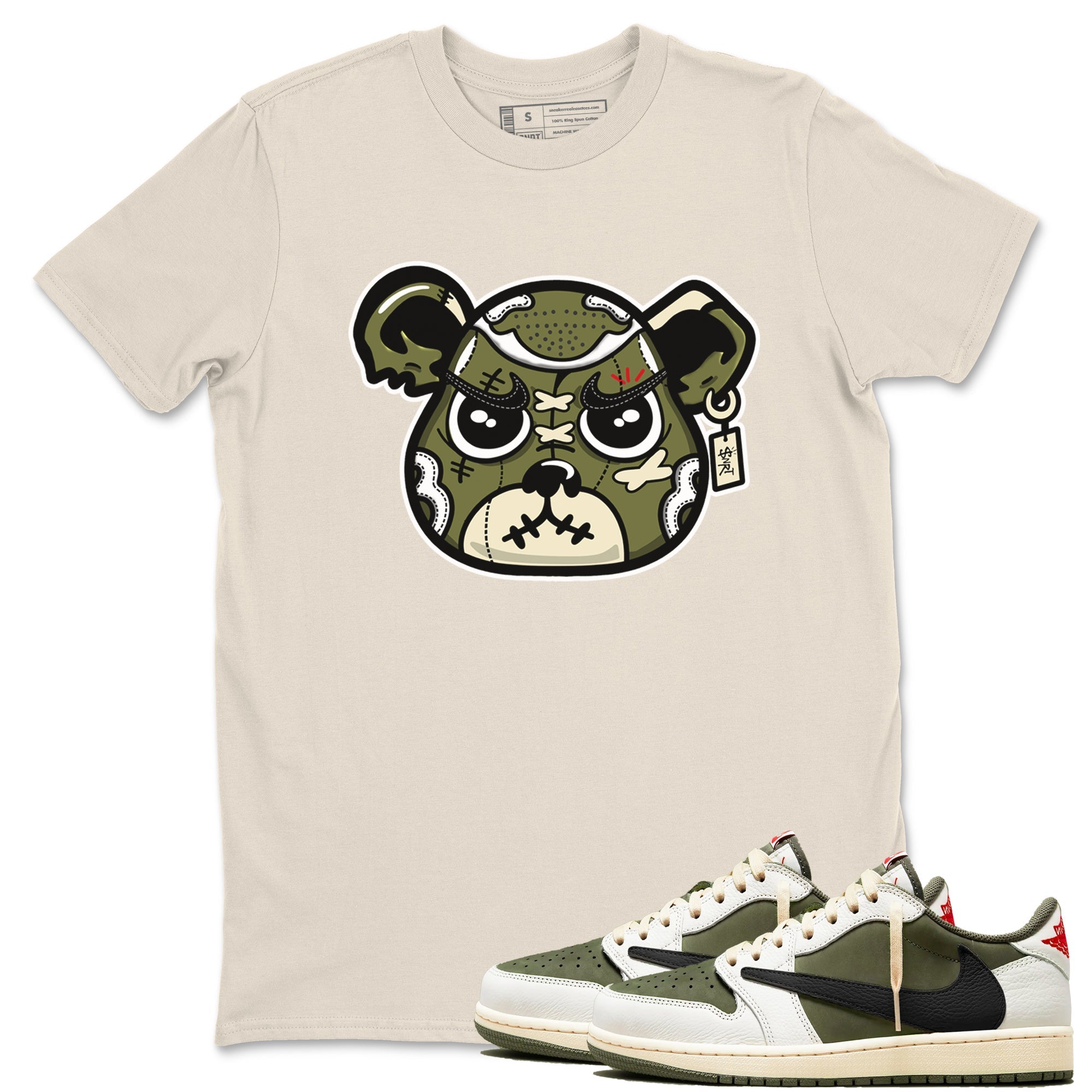 snkmatch Bear Face snkmatch Tees - Air Jordan 1 Travis Scott Medium Olive