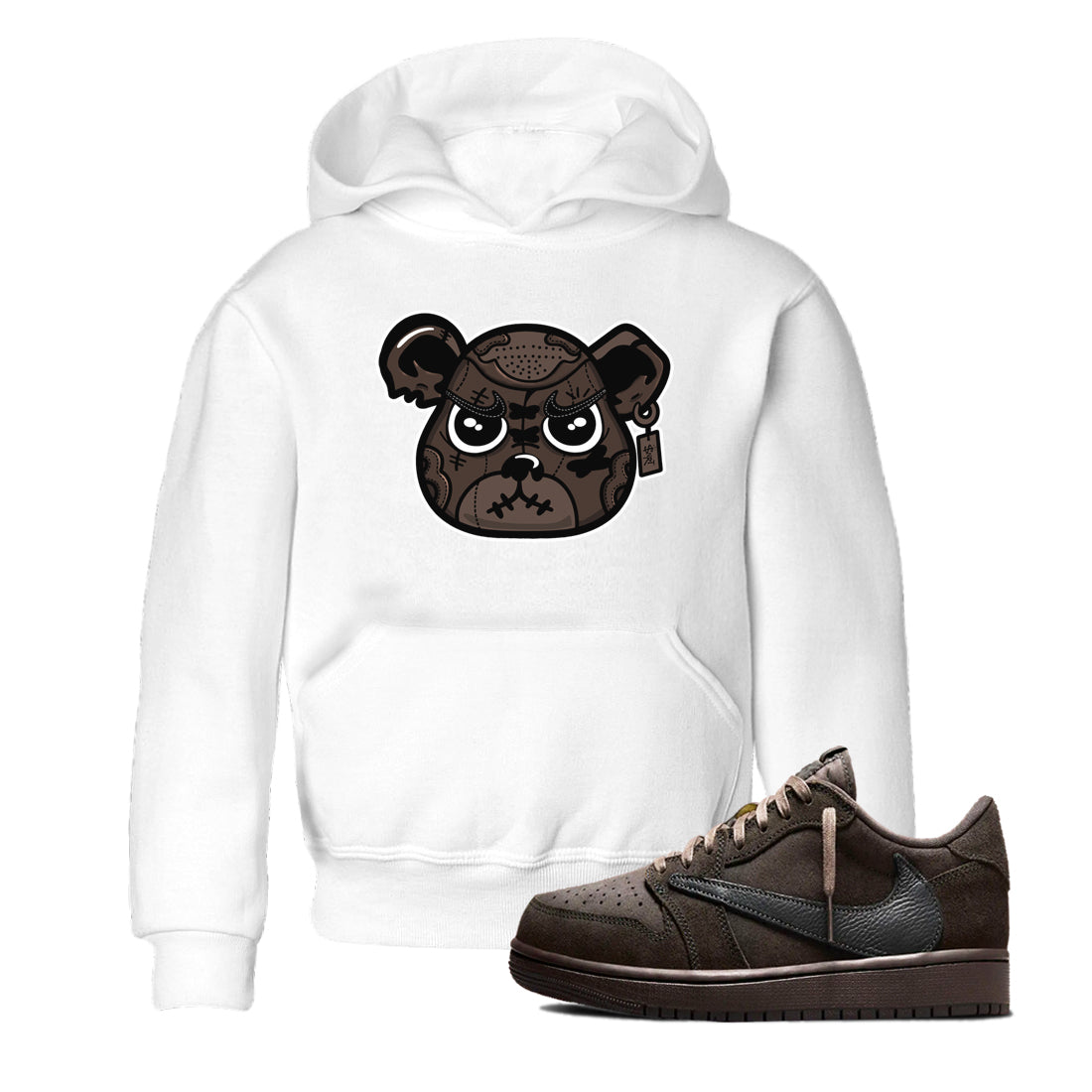 snkmatch Bear Face snkmatch Tees Kids - Air Jordan 1 Travis Scott Velvet Brown