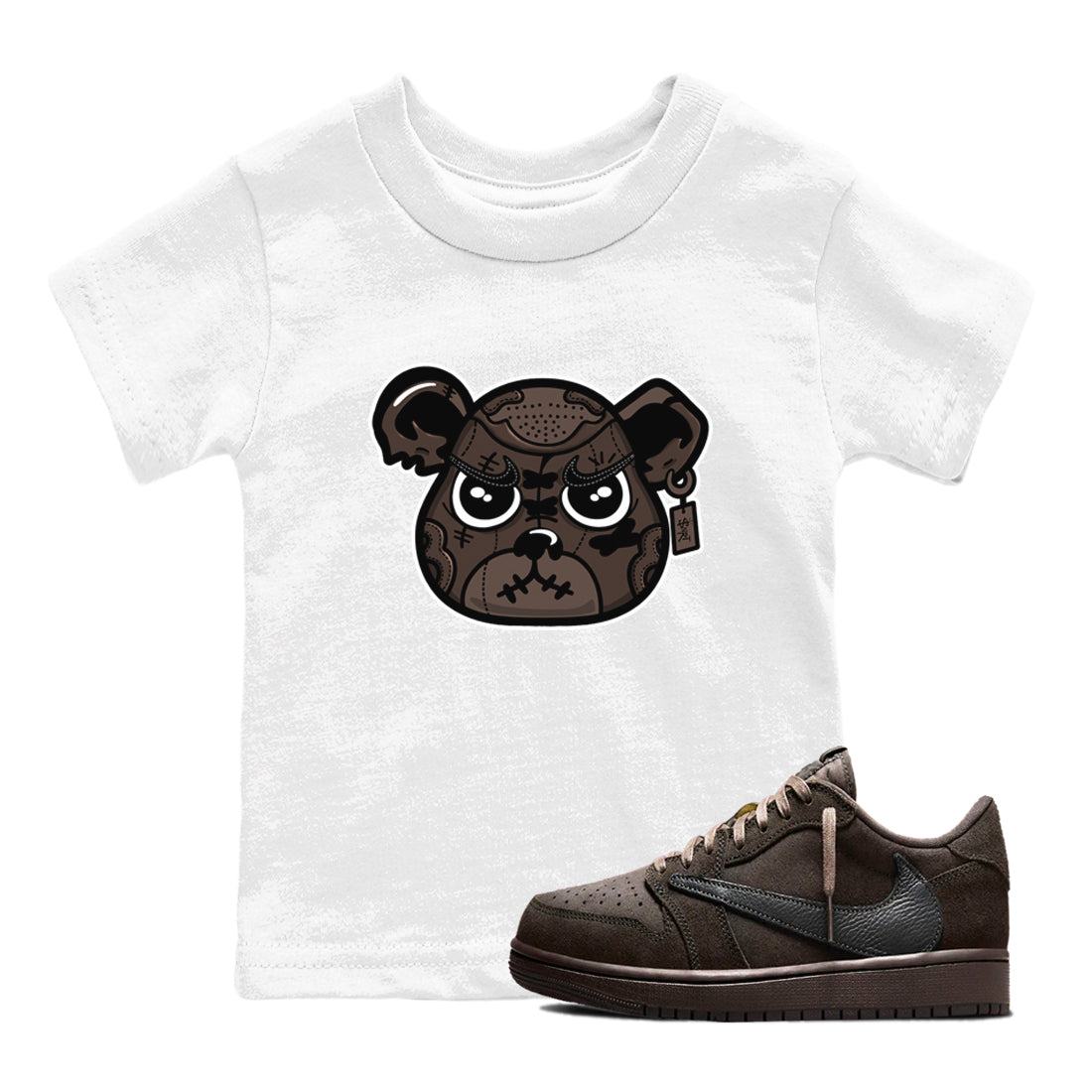 snkmatch Bear Face snkmatch Tees Kids - Air Jordan 1 Travis Scott Velvet Brown