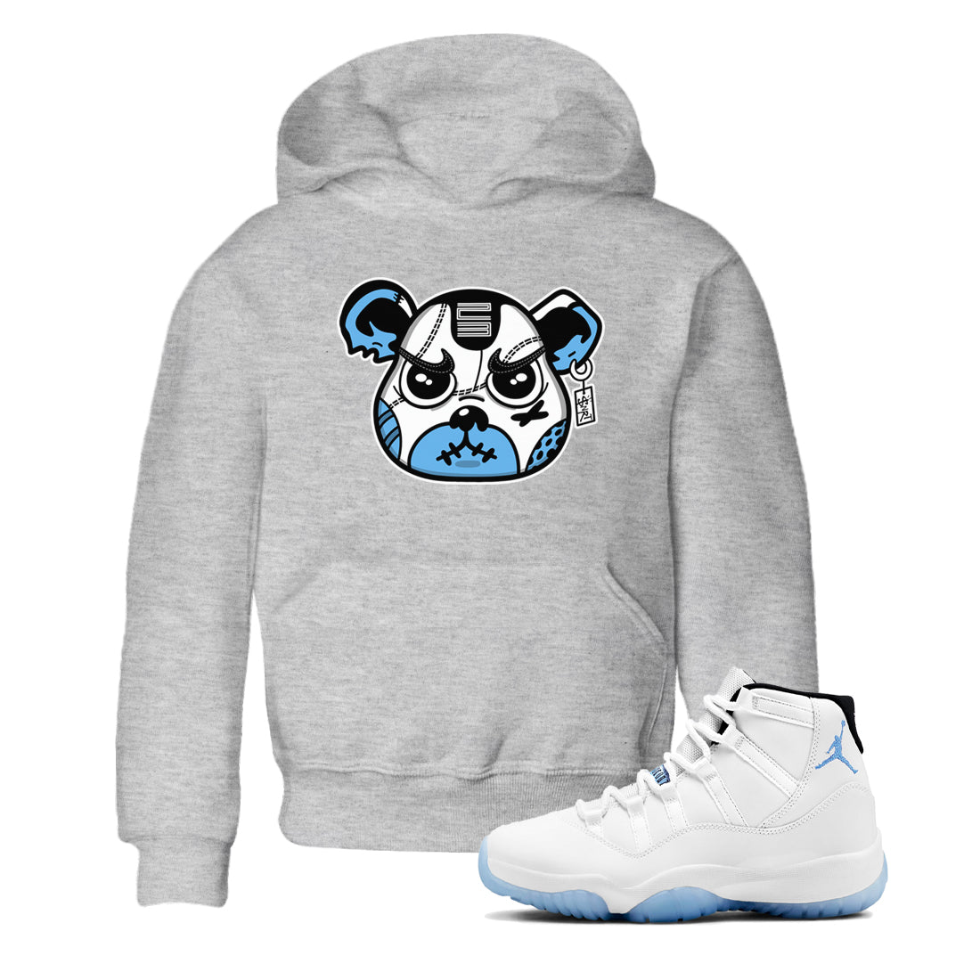 snkmatch Bear Face snkmatch Tees Kids - Air Jordan 11 Legend Blue