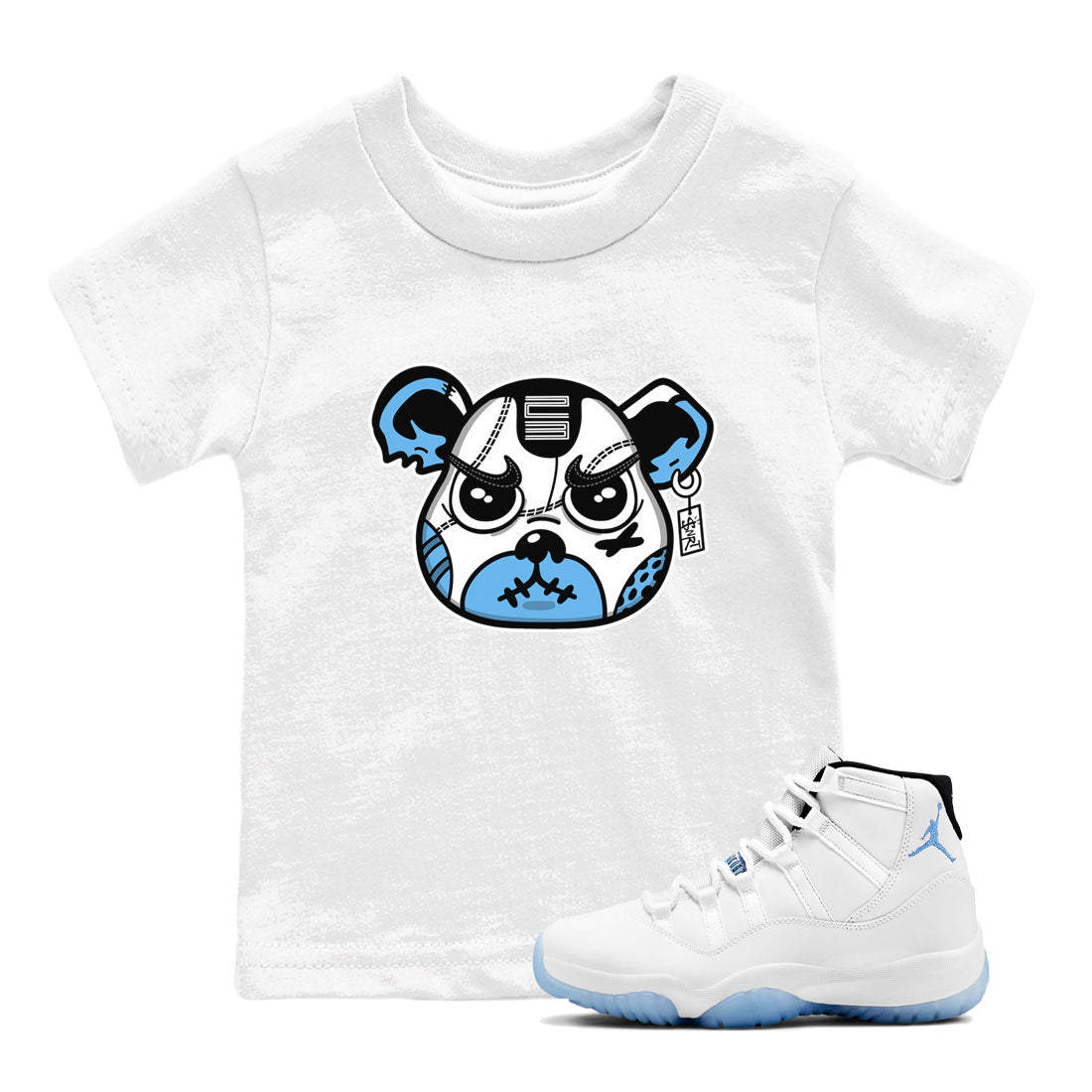 snkmatch Bear Face snkmatch Tees Kids - Air Jordan 11 Legend Blue